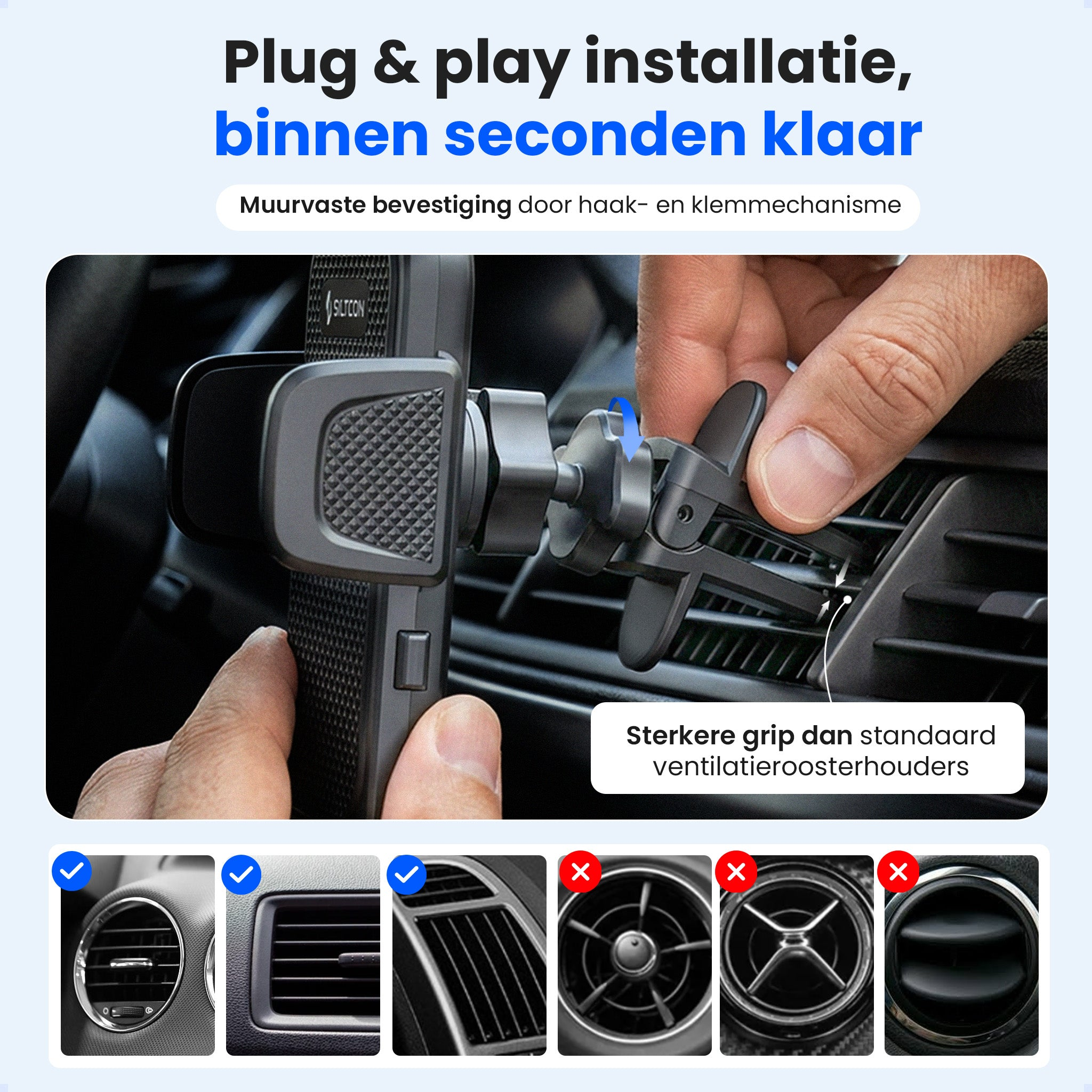 Un support de téléphone pour grille d'aération de voiture.