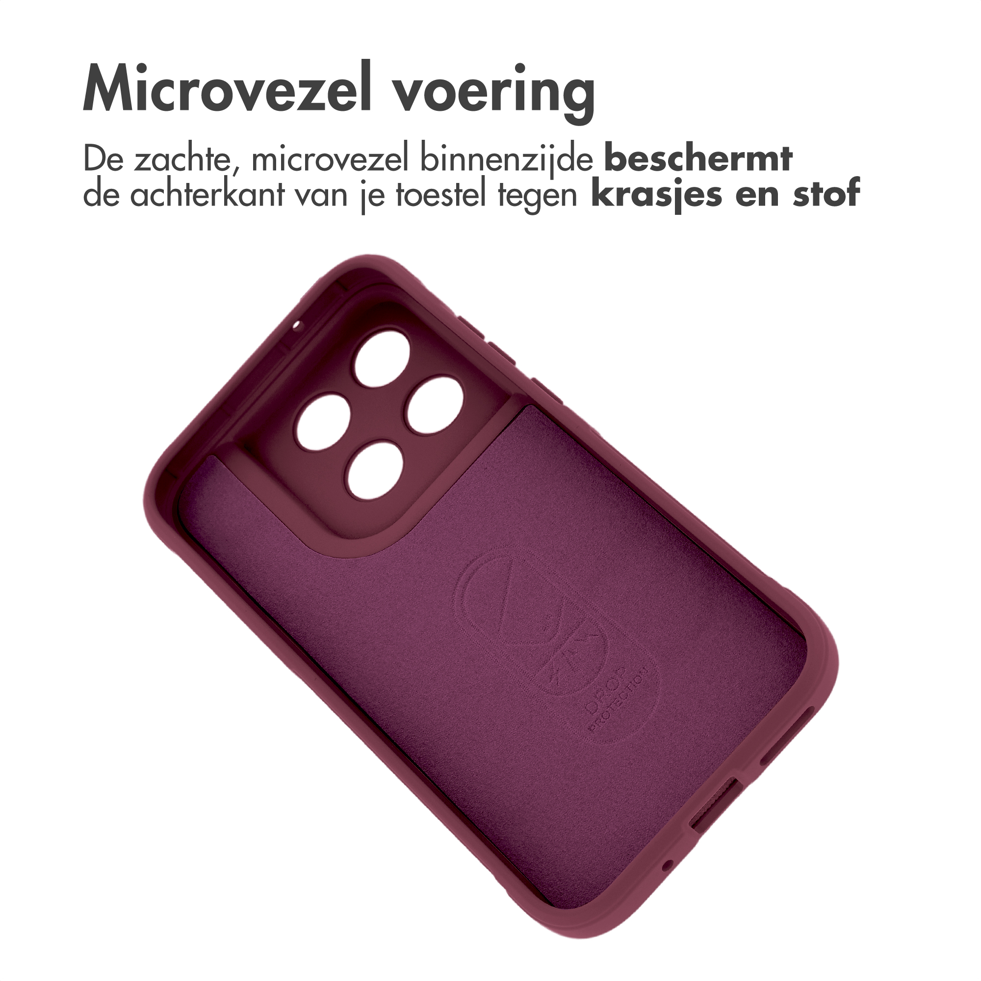 Étui de téléphone rouge foncé avec doublure douce en microfibre.