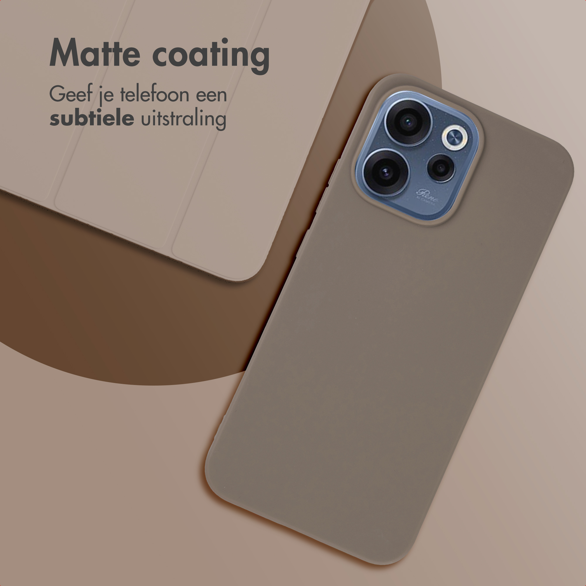 Bruine matte telefoonhoes met cameramodule.