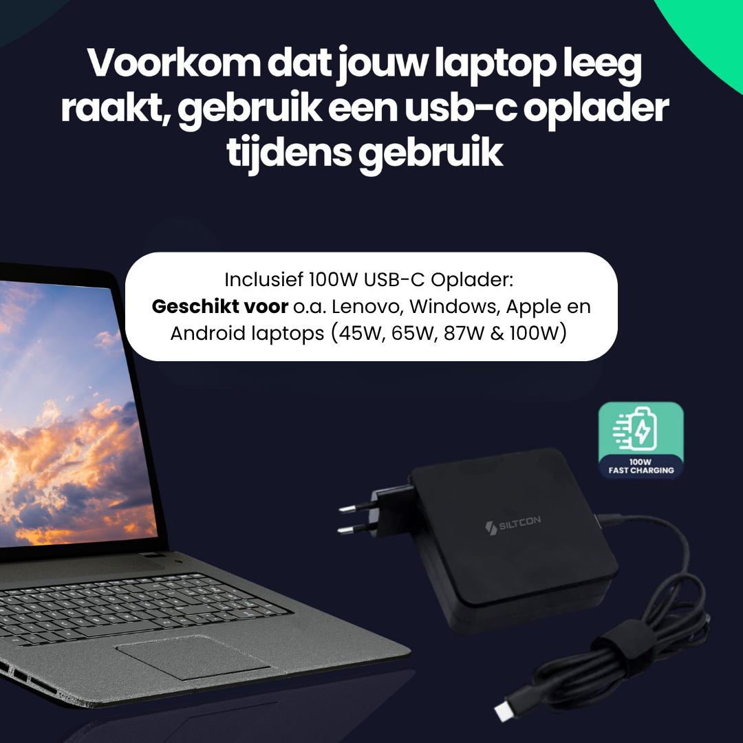 Un ordinateur portable avec un chargeur USB-C pour une charge rapide.