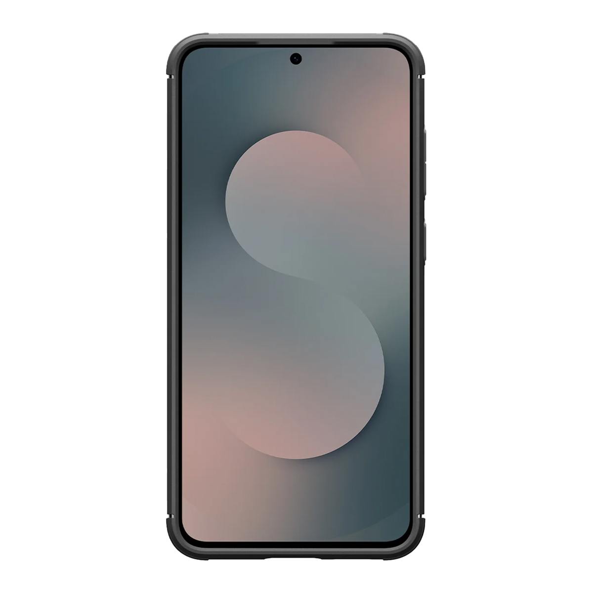 Uno smartphone nero con uno sfondo astratto sullo schermo.