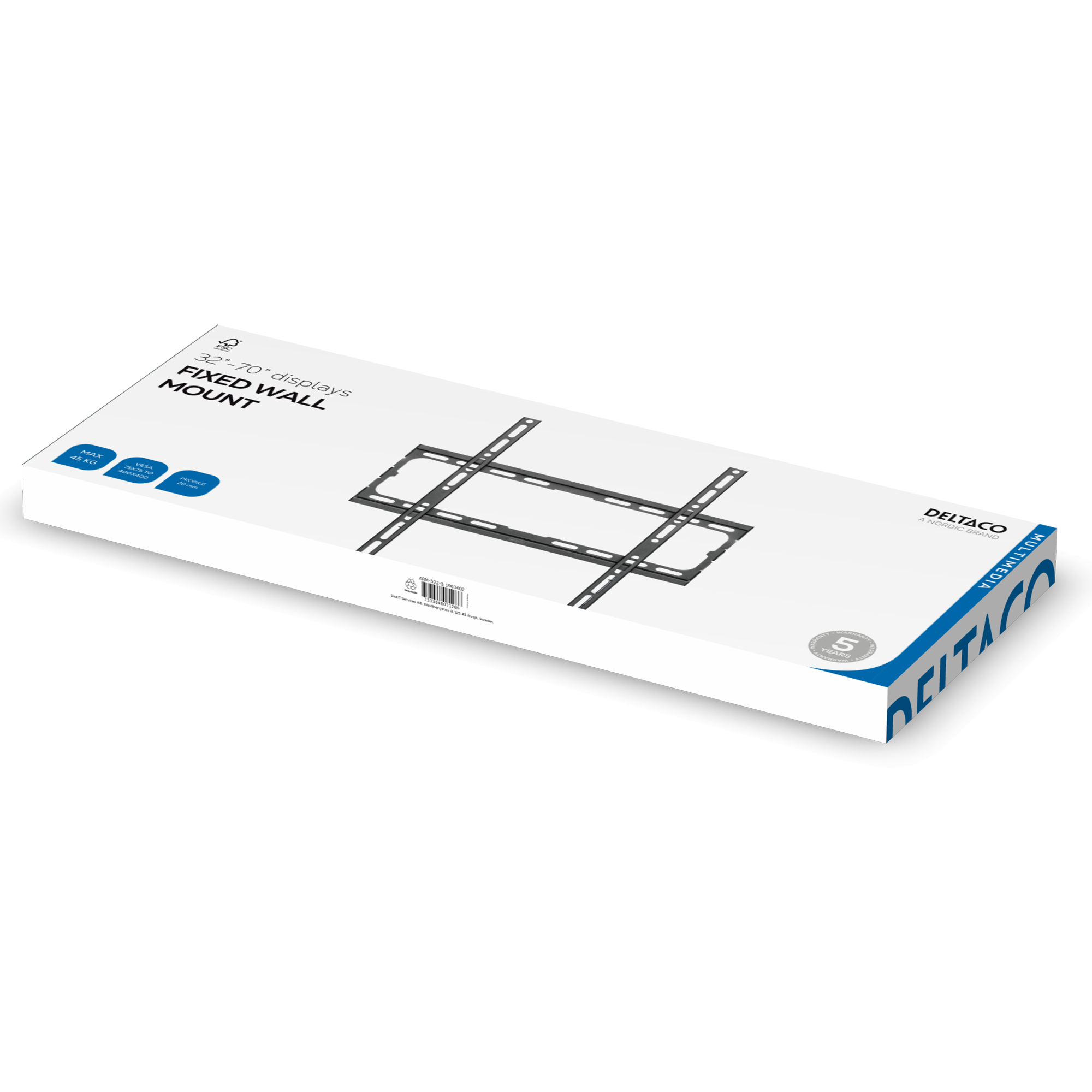 Scatola per un supporto fisso da parete per display da 32-70 pollici, max 45 kg.