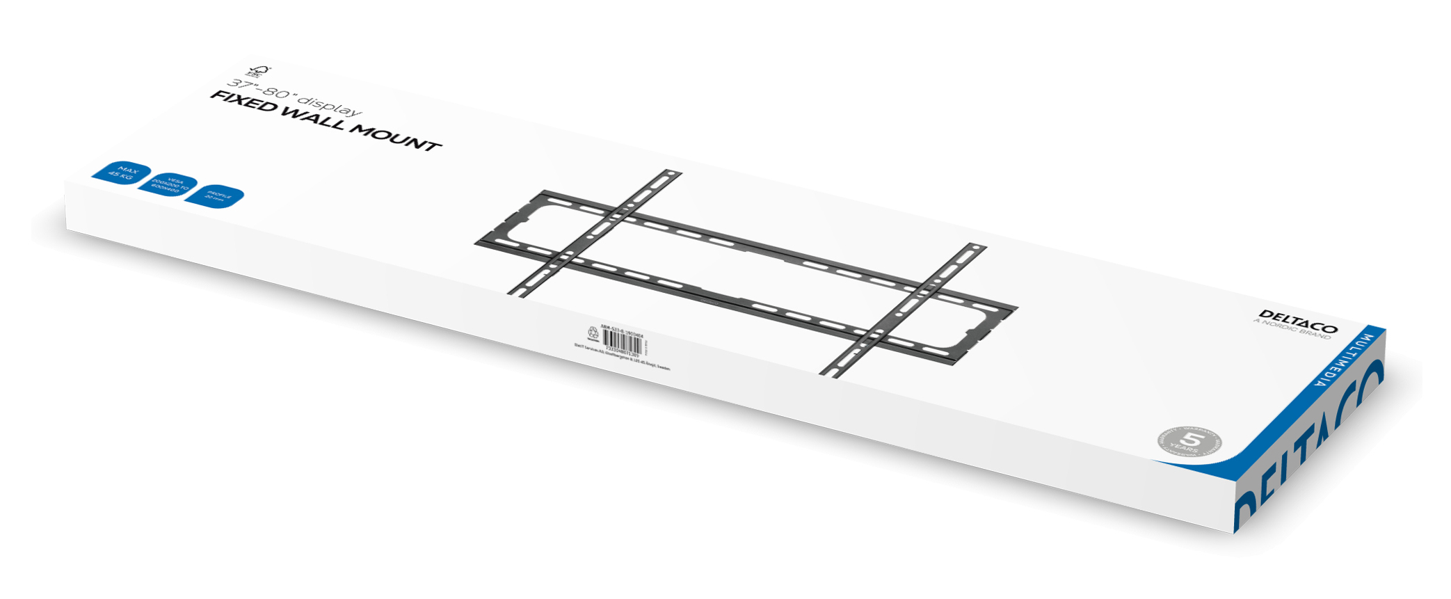 Scatola per supporto a parete fisso per display da 37-80 pollici, max 45 kg.