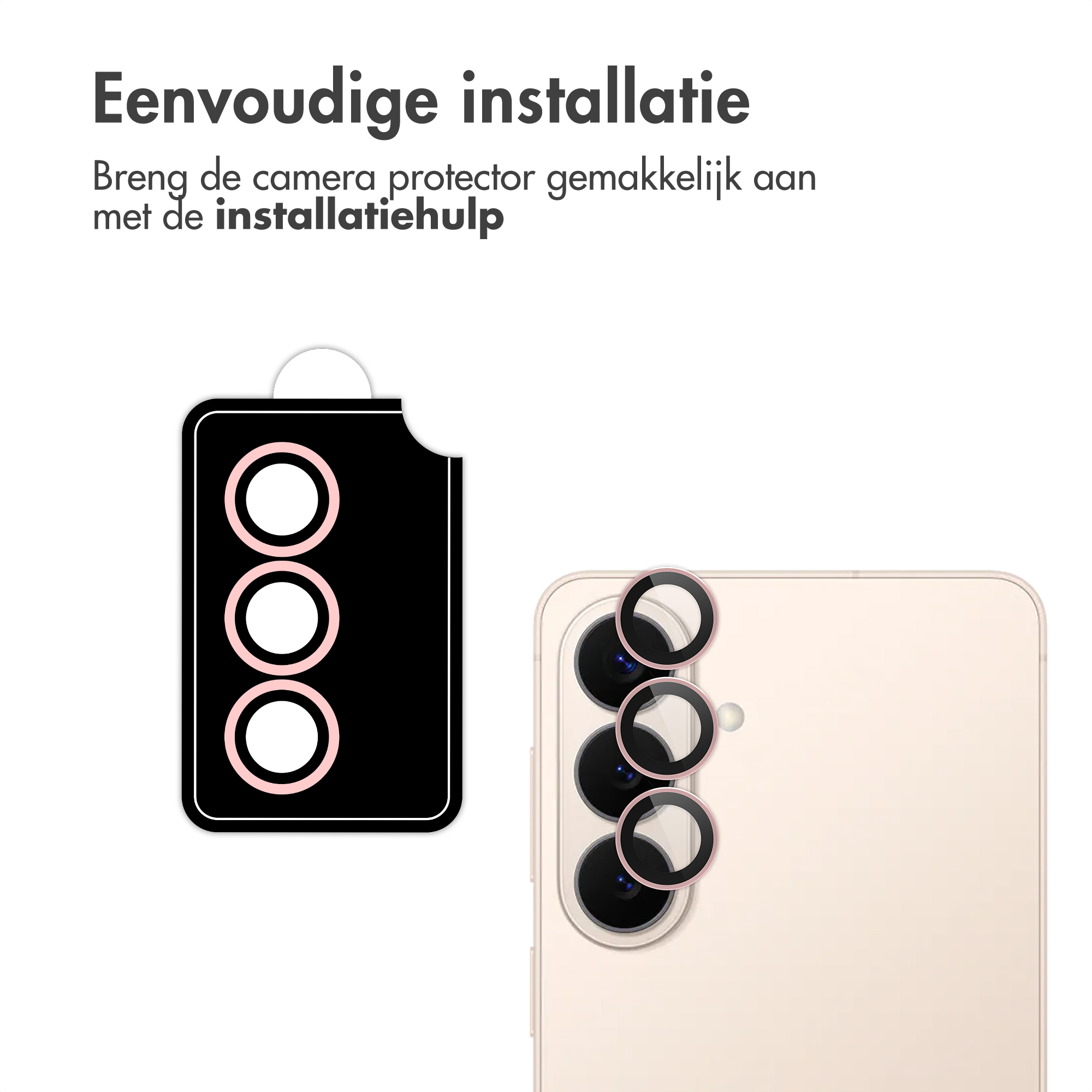 Installatiehulp voor cameralenzen op een lichte smartphone.