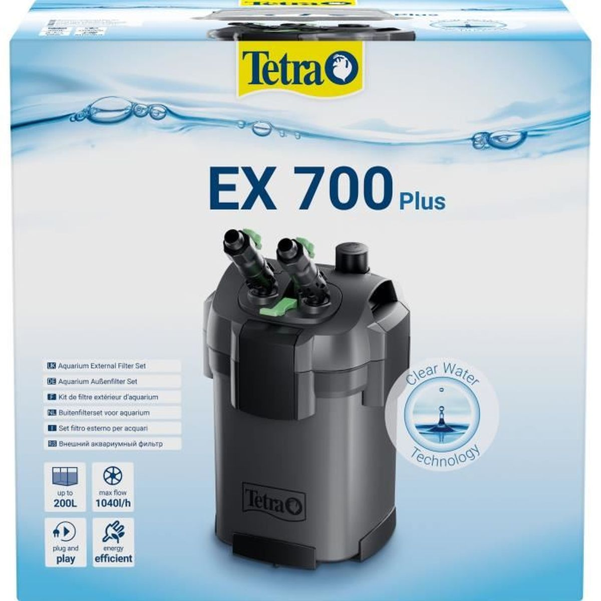 Filtro esterno acquario Tetra EX 700 Plus con beccucci e controlli.