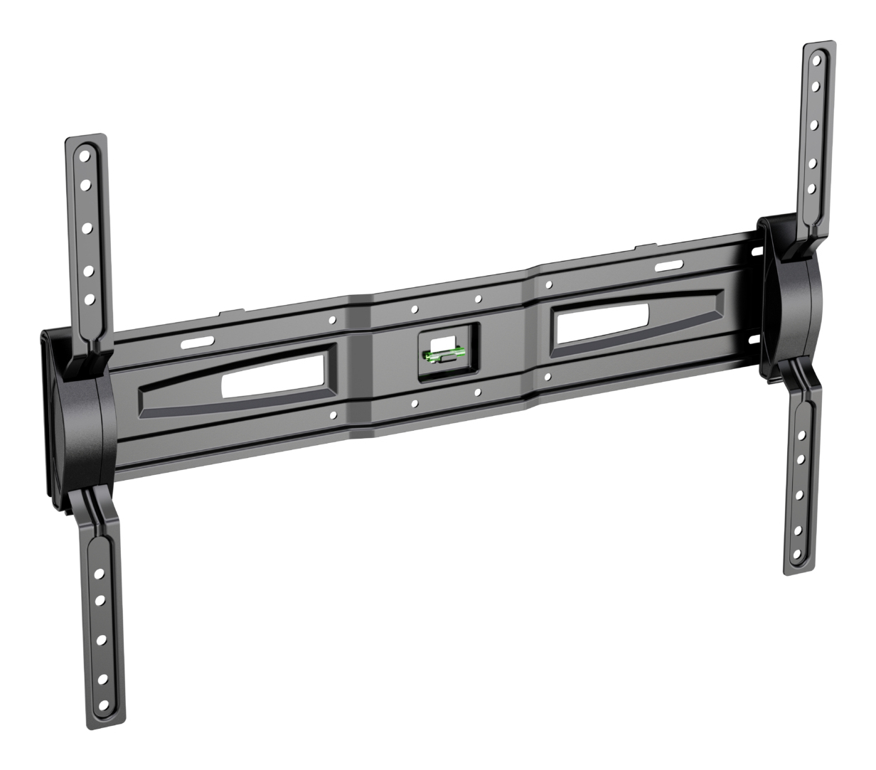 Soporte de pared para TV negro giratorio con nivel de burbuja.