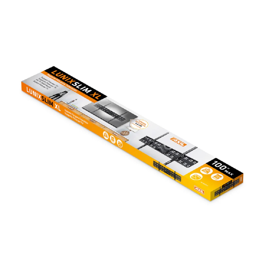 Confezione di un supporto da parete per TV chiamato LUNIXSLIM XL di AXIL.