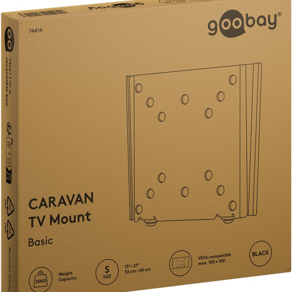 Scatola per supporto TV goobay Caravan, nero, 13-27 pollici, 30kg.