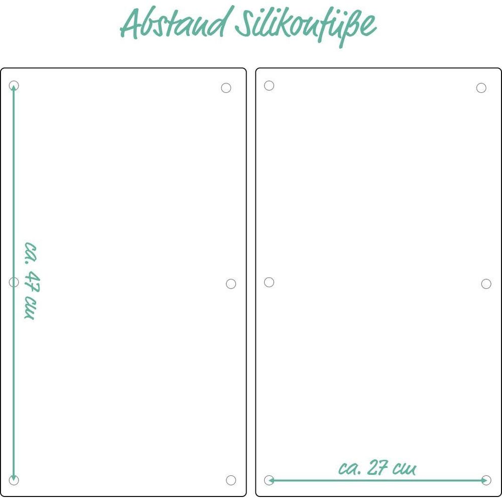 Zwei weiße Rechtecke mit Maßen für Abstand. Links ca. 47 cm, unten rechts ca. 27 cm.