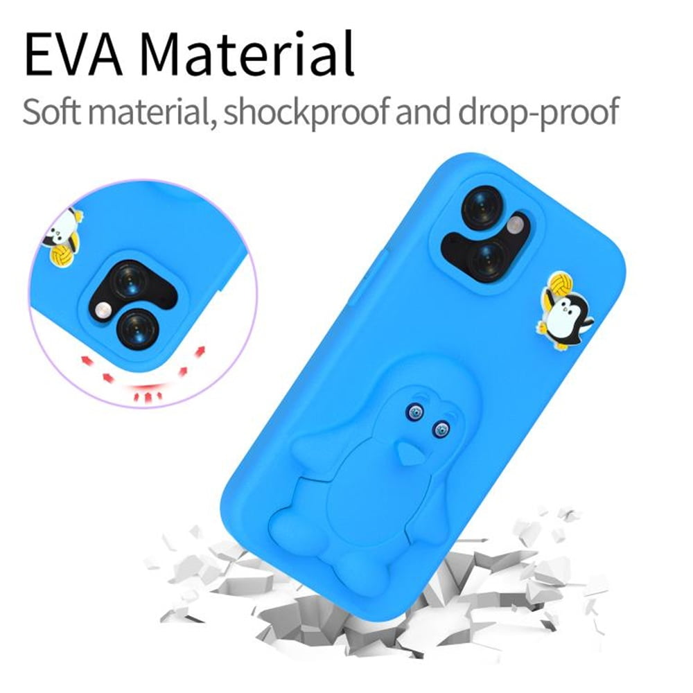 Blaue Handyhülle mit Pinguin-Design. Verfügt über stoßfestes EVA-Material.