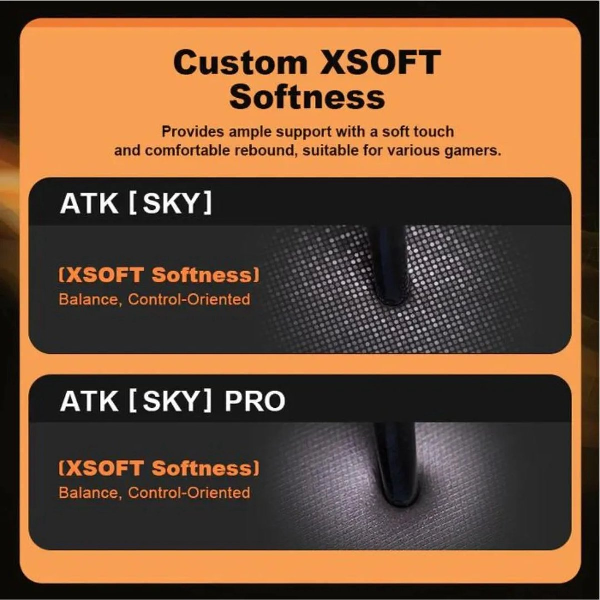 Display of ATK [SKY] and ATK [SKY] PRO with XSOFT Softness.