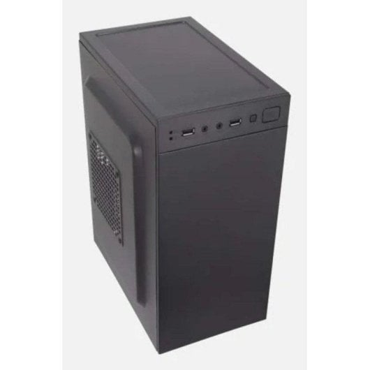 Case del computer nero con porte USB e griglia di ventilazione laterale.