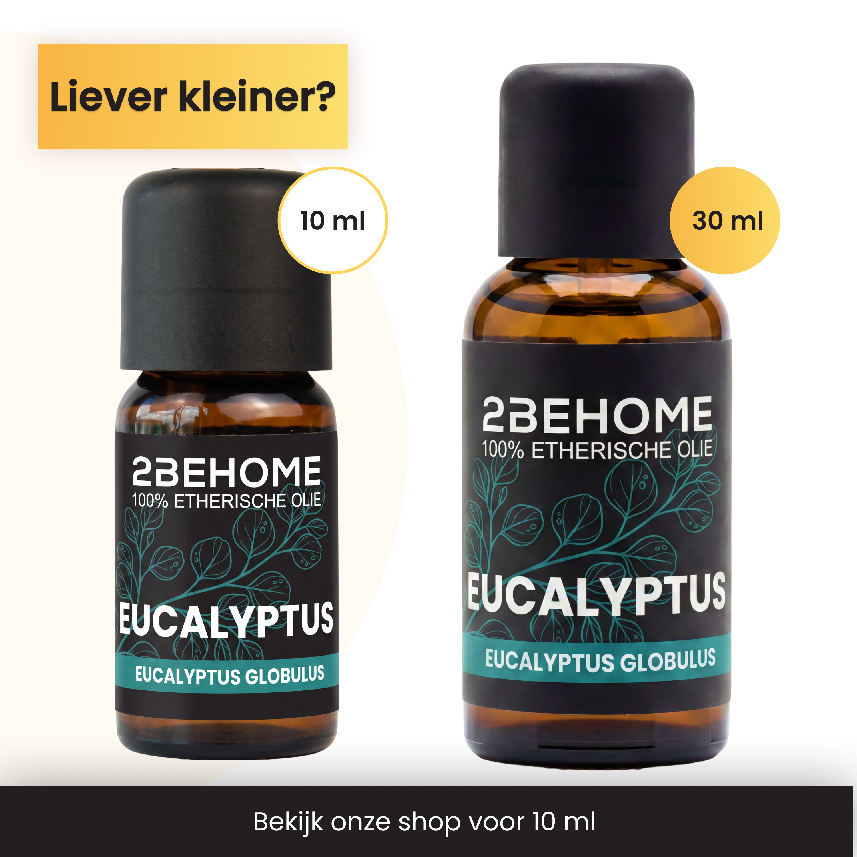 Two bottles of eucalyptus oil: 10 ml and 30 ml, with labels.