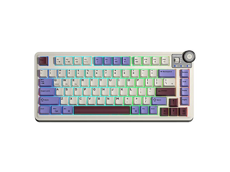 AULA Aula AU75 3 Modlu RGB Hot Swap Mekanik TKL Seiya Switch Kablosuz Makrolu Klavye Bej Bluetooth 5.0 / 2.4ghz dongle / type-c kablolu Klavye Bej