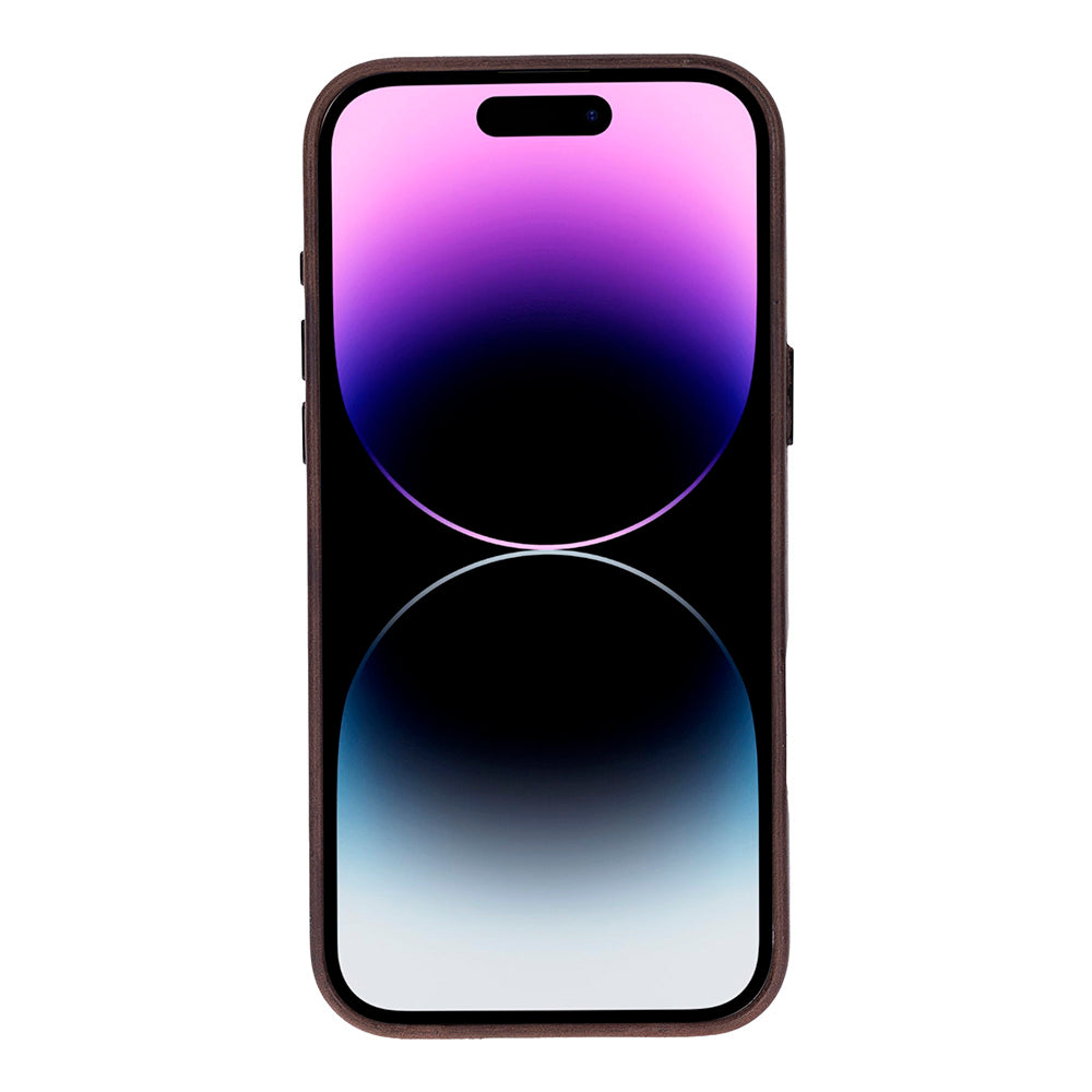 Mor ve mavi duvar kağıtlı koyu bir iPhone.
