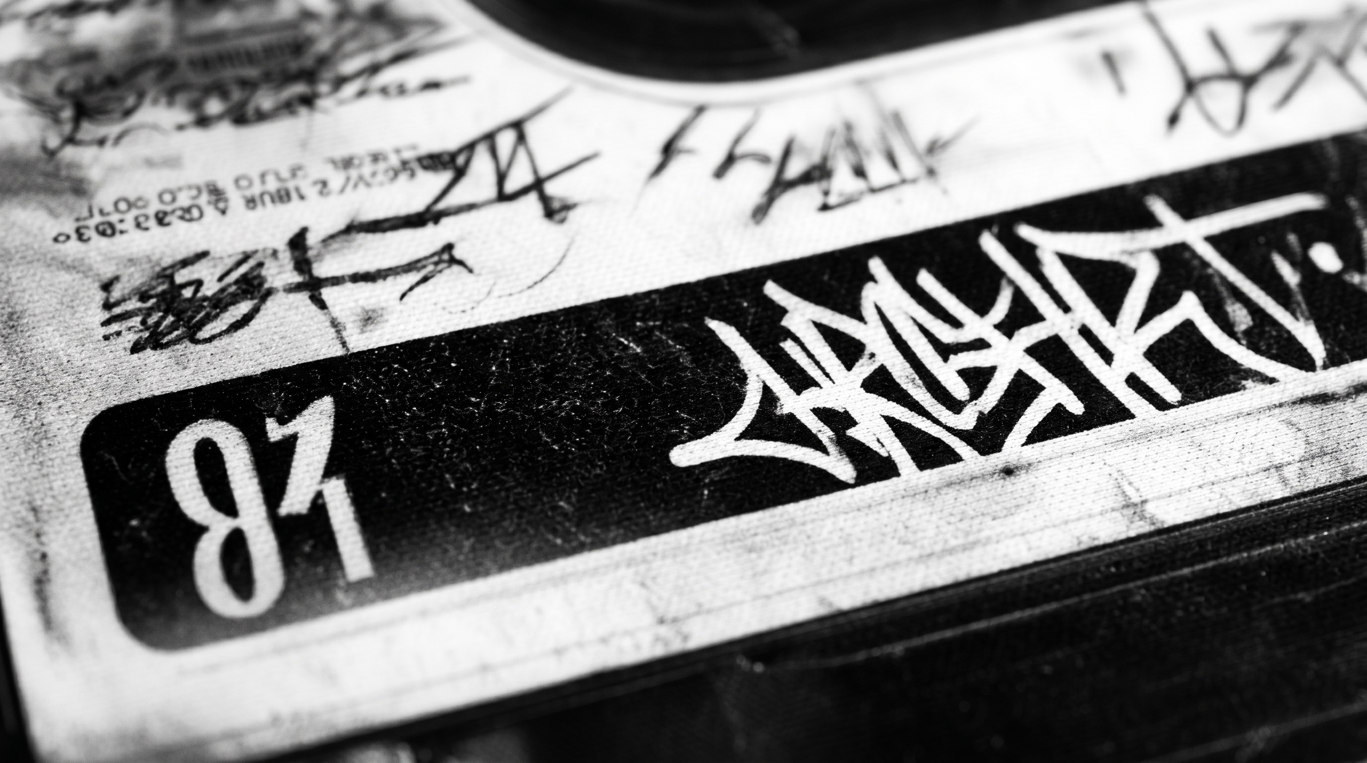 Graffiti ve 81 sayısı olan bir kasetin yakın çekimi.