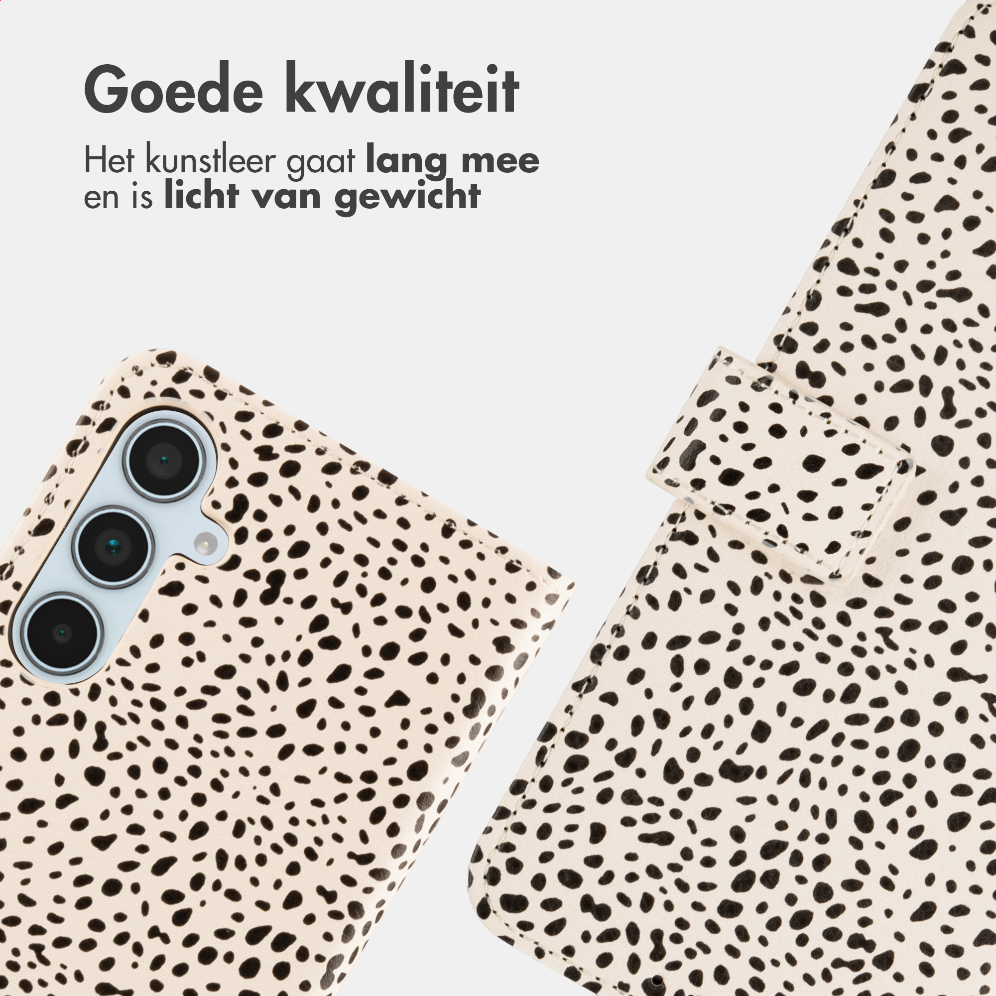 Una custodia per telefono con motivo dalmata in ecopelle.