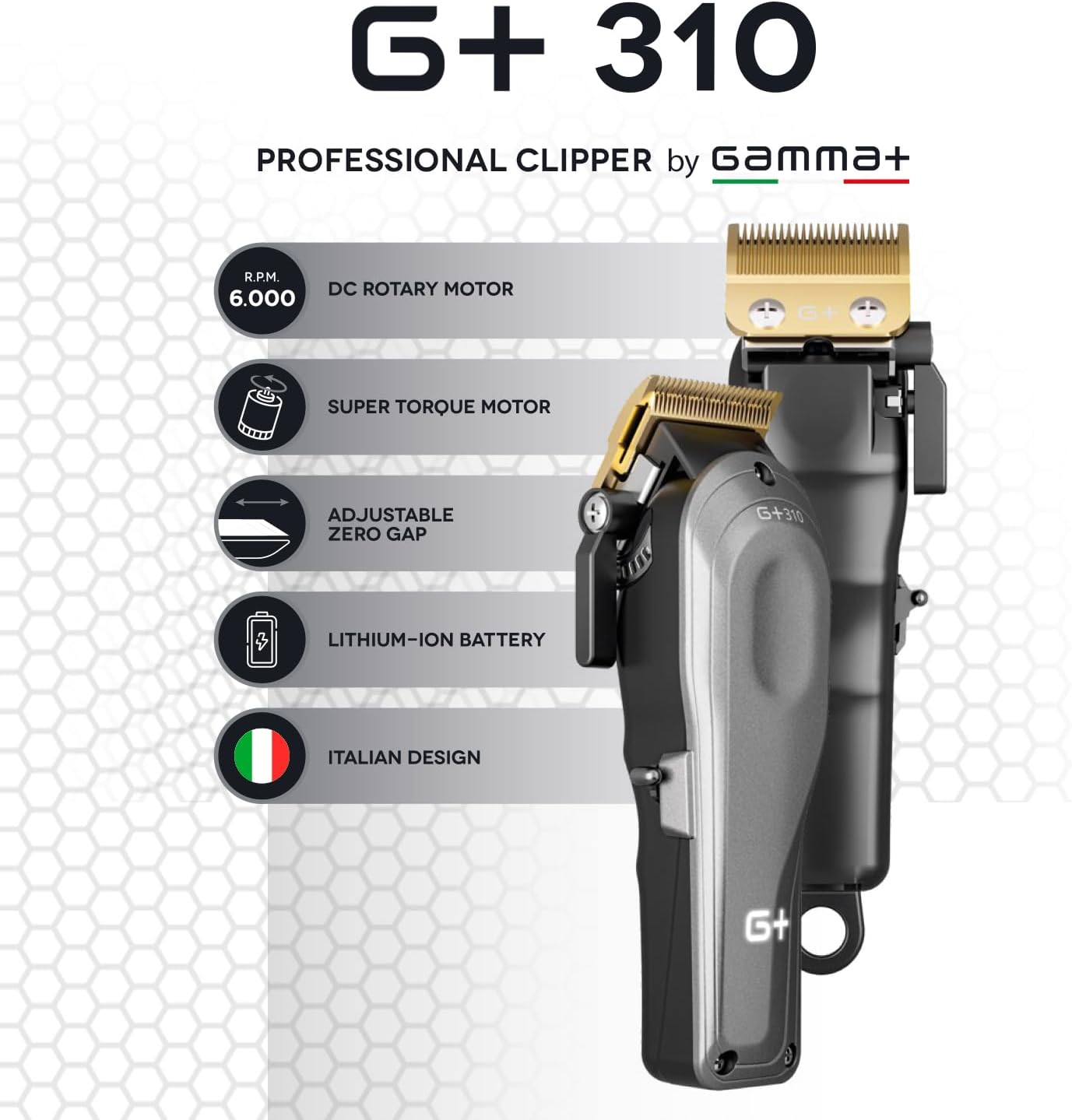 Un tagliacapelli professionale G+ 310 con design italiano.