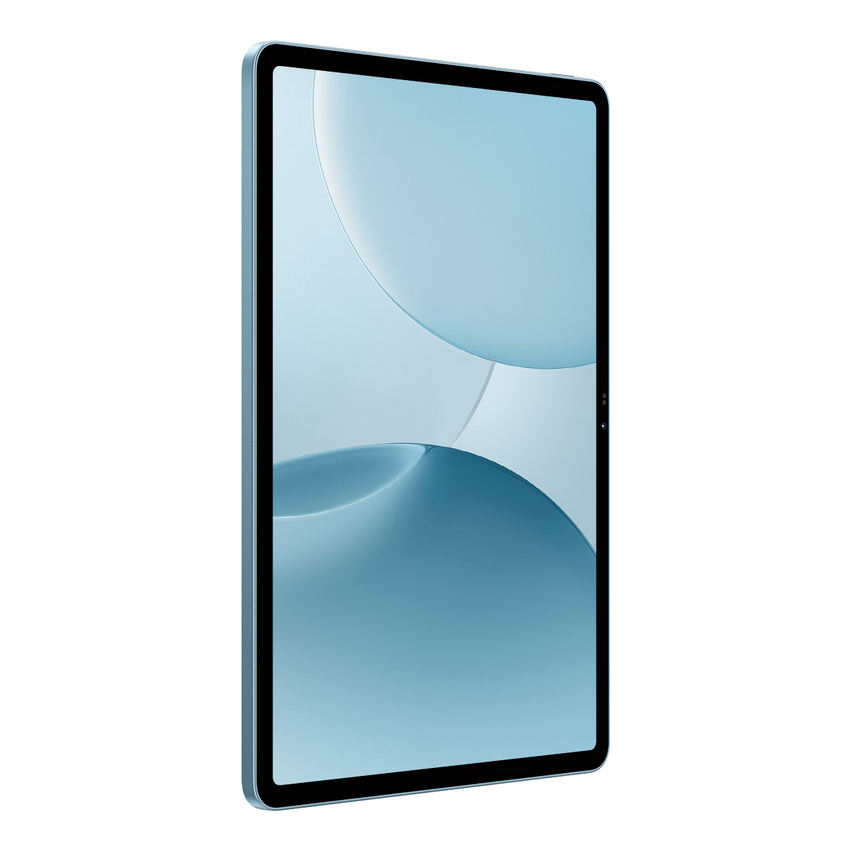 Una tableta azul que muestra un fondo de pantalla azul.