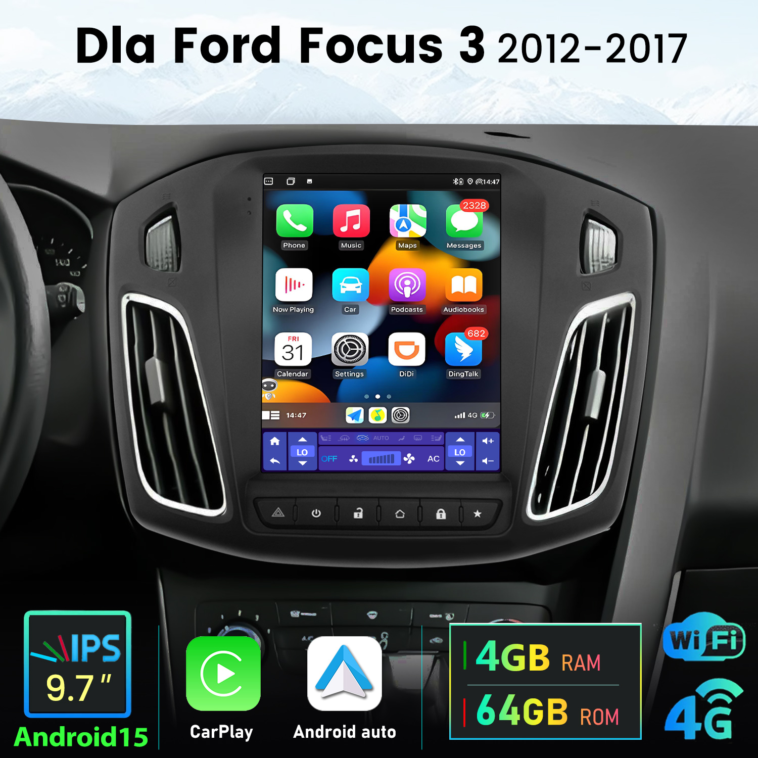 Radio samochodowe Android IPS 9,7 cala do Ford Focus 3 (2012-2017).