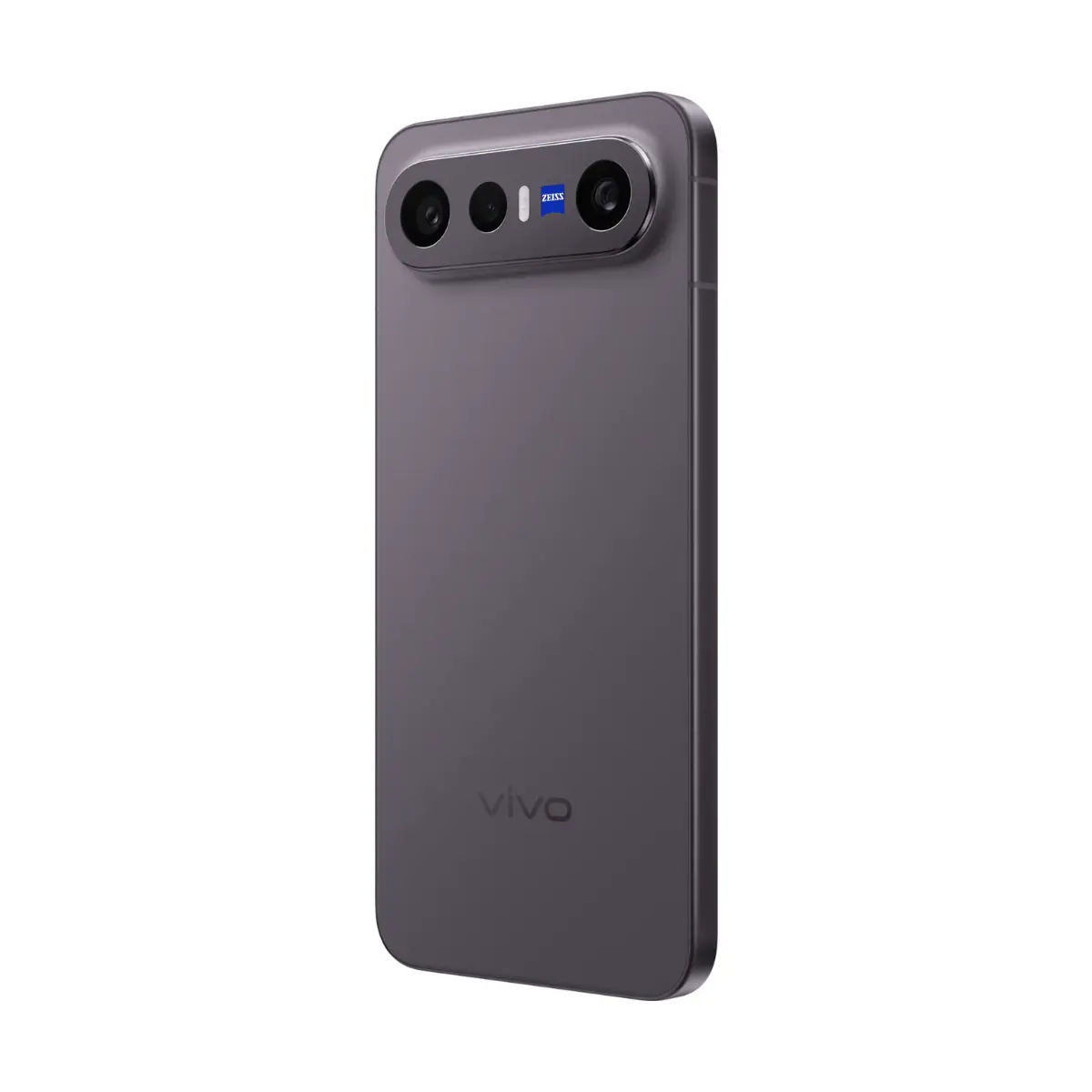 Dunkelgraues Smartphone mit dreifacher Kamera und ZEISS-Logo.