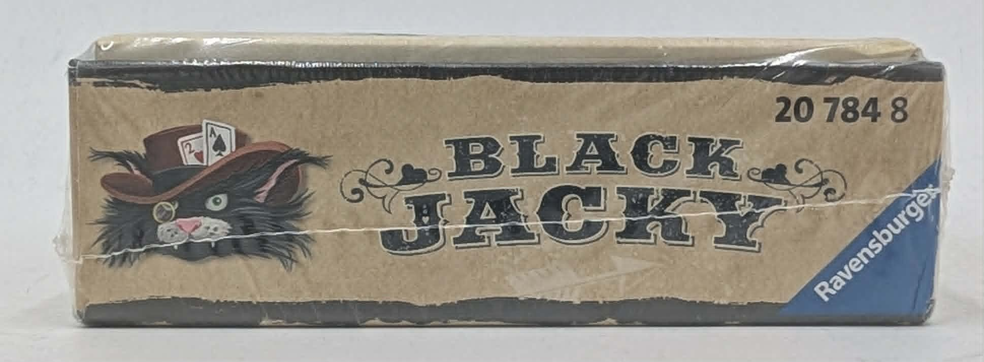 Schwarze Katze mit Monokel und Hut, Spiel "Black Jacky" von Ravensburger.