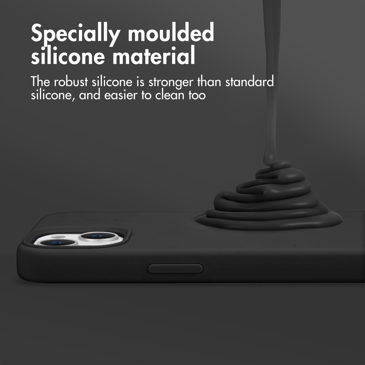 Czarny materiał silikonowy wylewa się na etui na telefon.