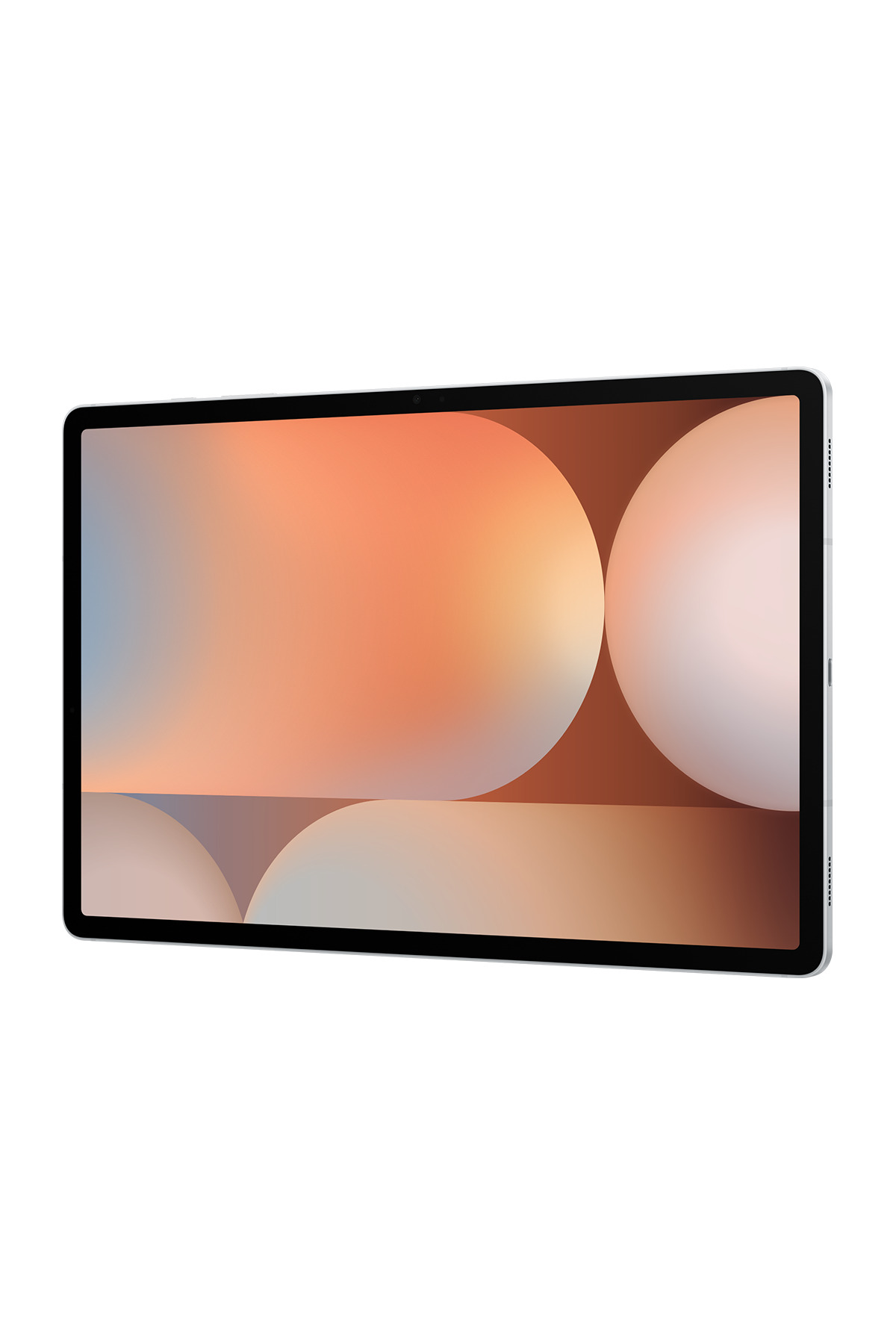 Renkli duvar kağıtlı açık gri tablet yandan gösteriliyor.