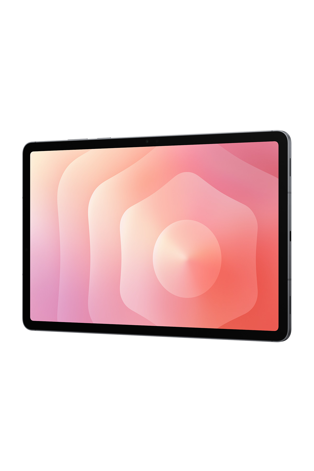 Soyut pastel renkli bir arka planı gösteren tablet.