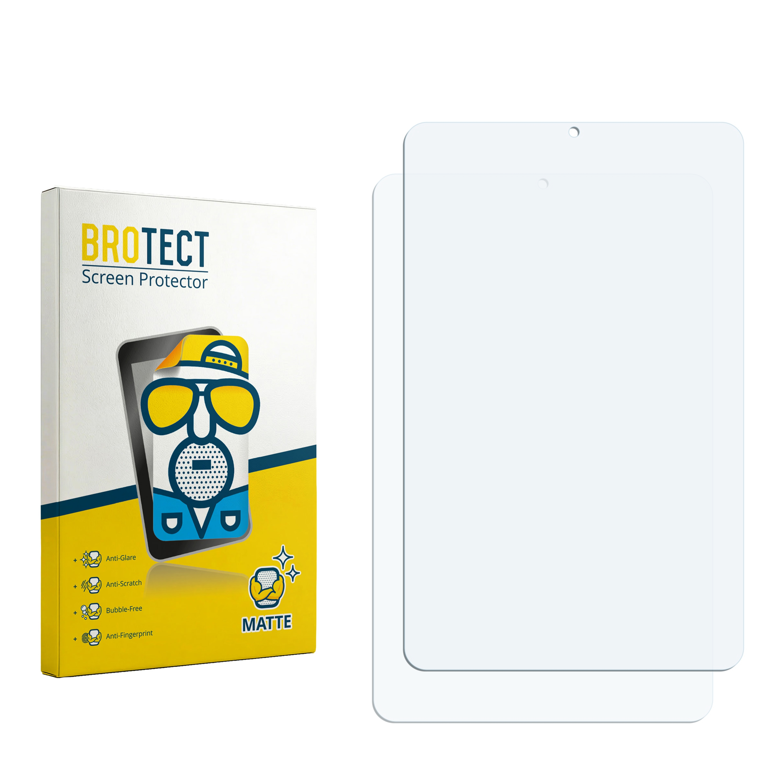 Verpackung und zwei matte Displayschutzfolien für Tablets.
