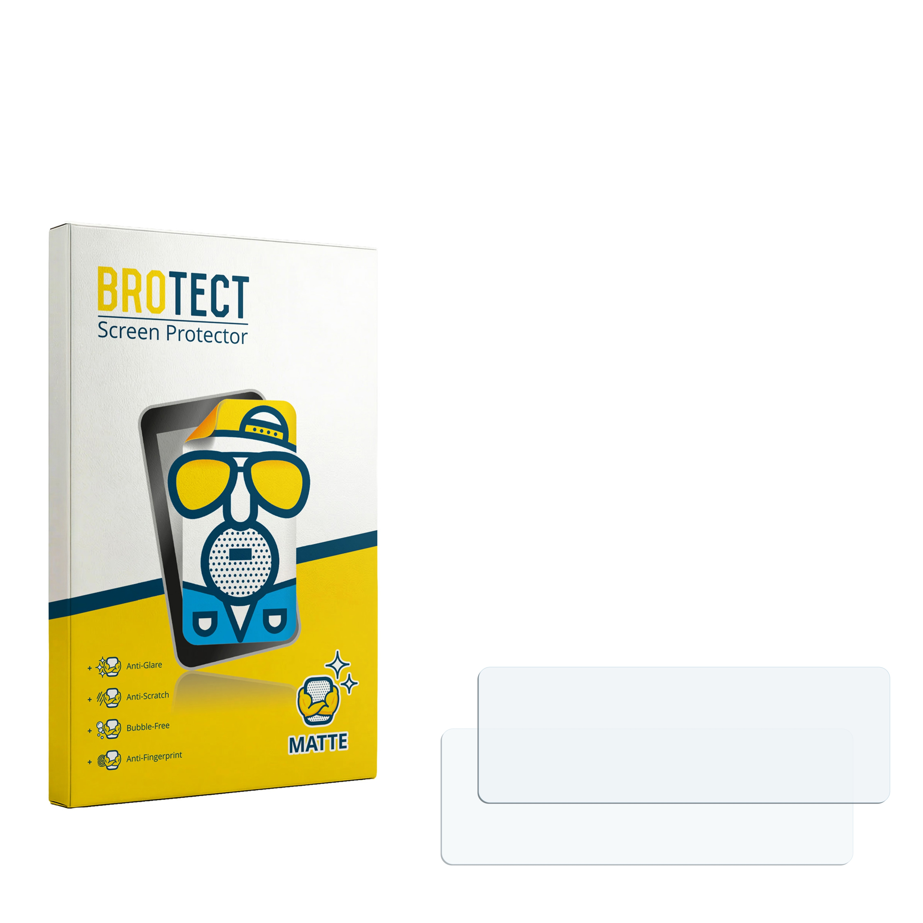 Brotect Displayschutzfolie-Verpackung mit zwei Schutzfolien daneben.