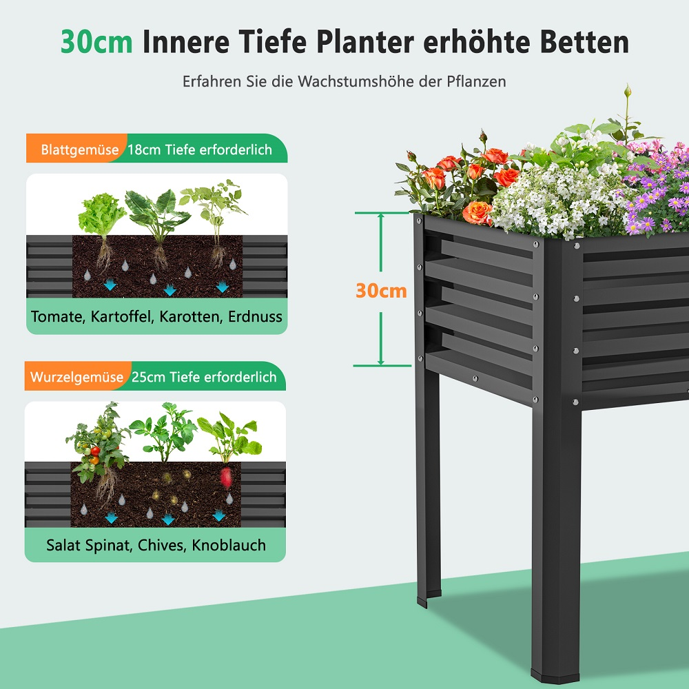 Ein Blumenbeet mit 30cm Tiefe zeigt, welche Pflanzen geeignet sind.