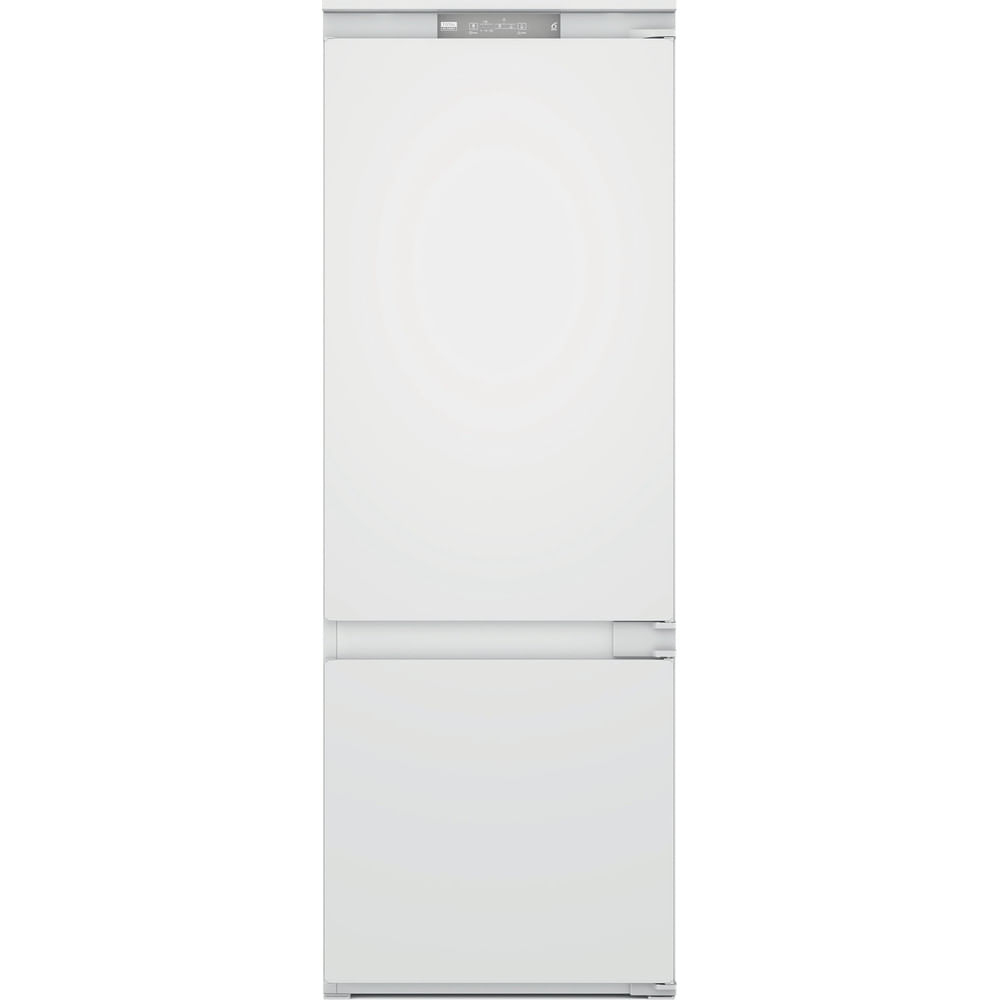 Un frigorifero bianco con uno scomparto superiore e inferiore.