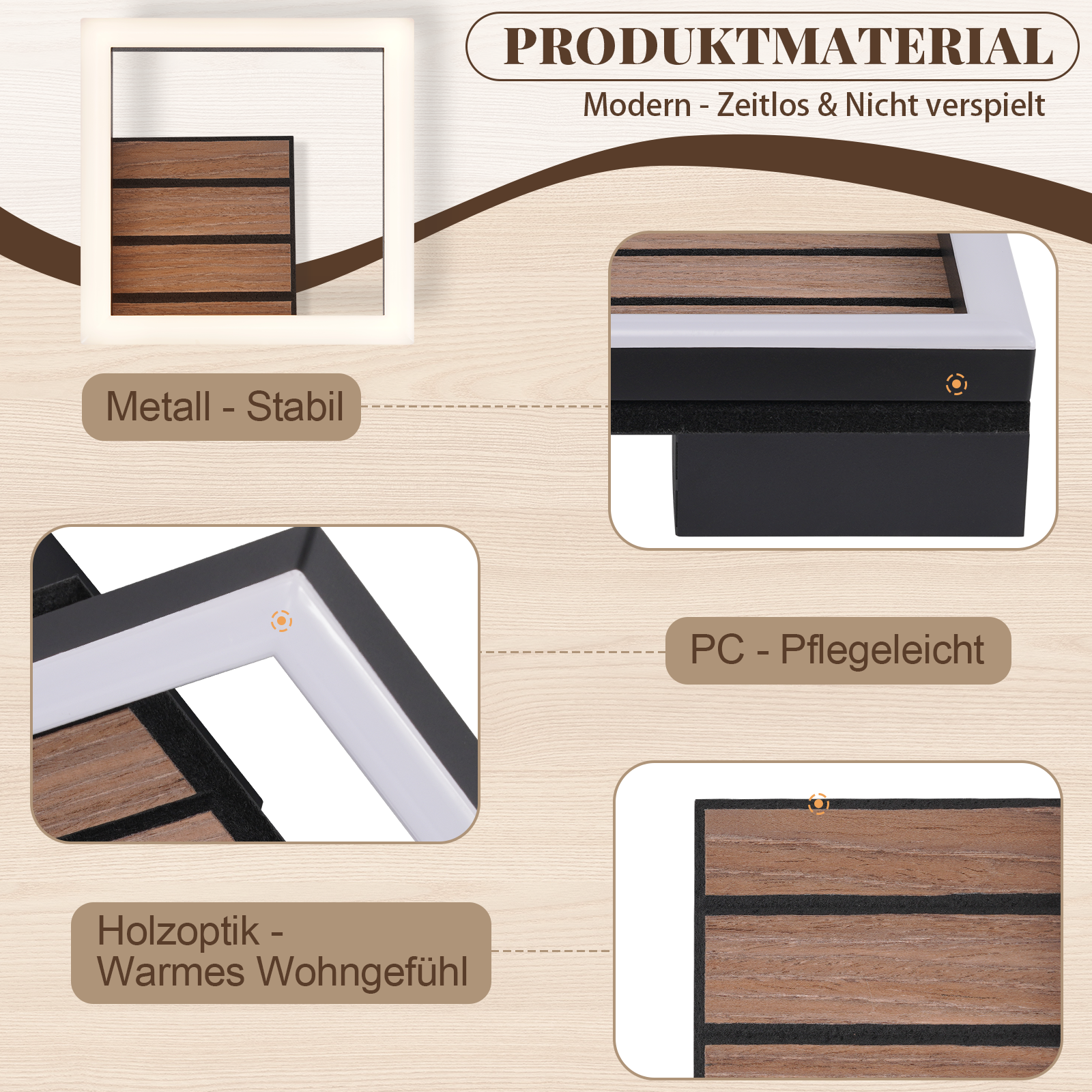 Materiał produktu: Metal, PC, wygląd drewna. Nowoczesny, stabilny, łatwy.