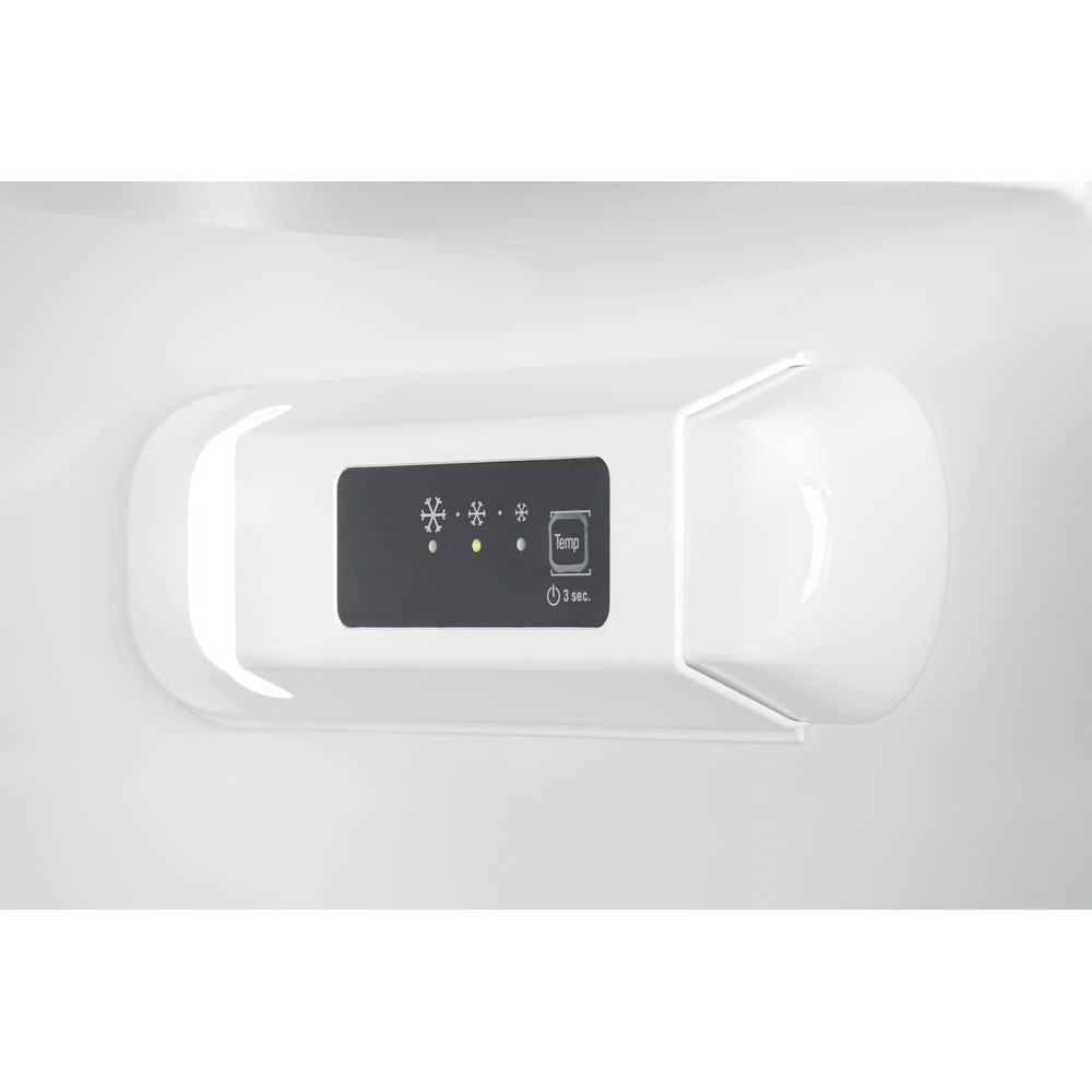Controllo temperatura con icone fiocco di neve e display "Temp 3 sec."