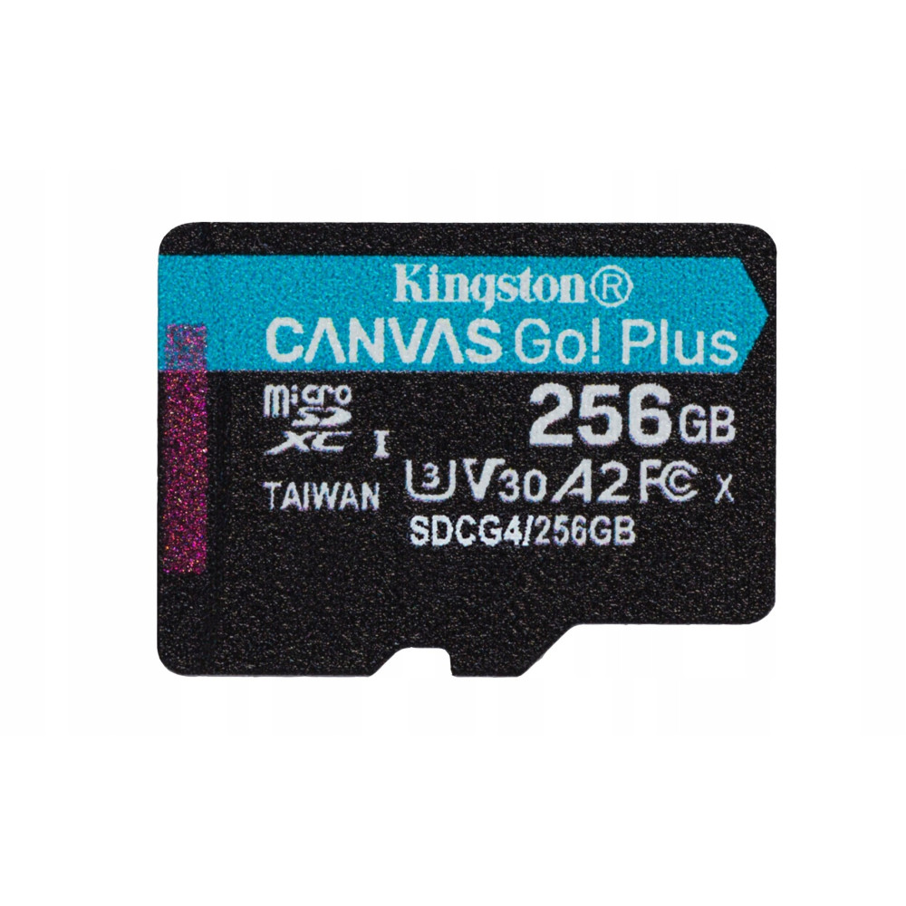 Karta Kingston Canvas Go! Plus microSDXC 256GB z oznaczeniami V30, A2, FC, X.