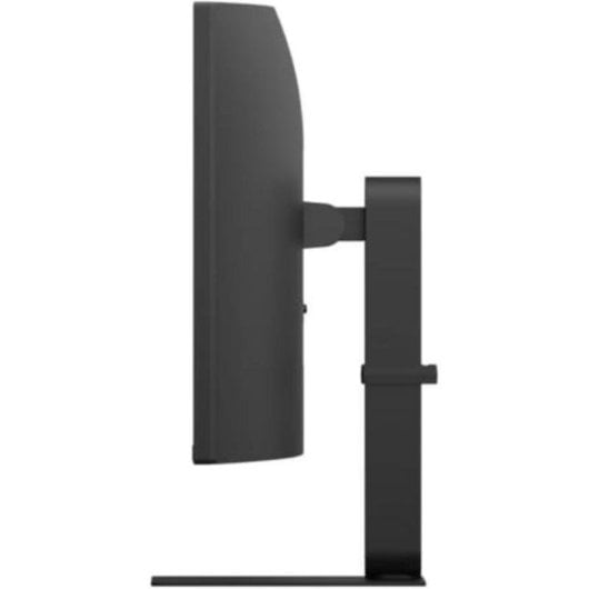 Monitor nero di profilo, con supporto e colonna neri.
