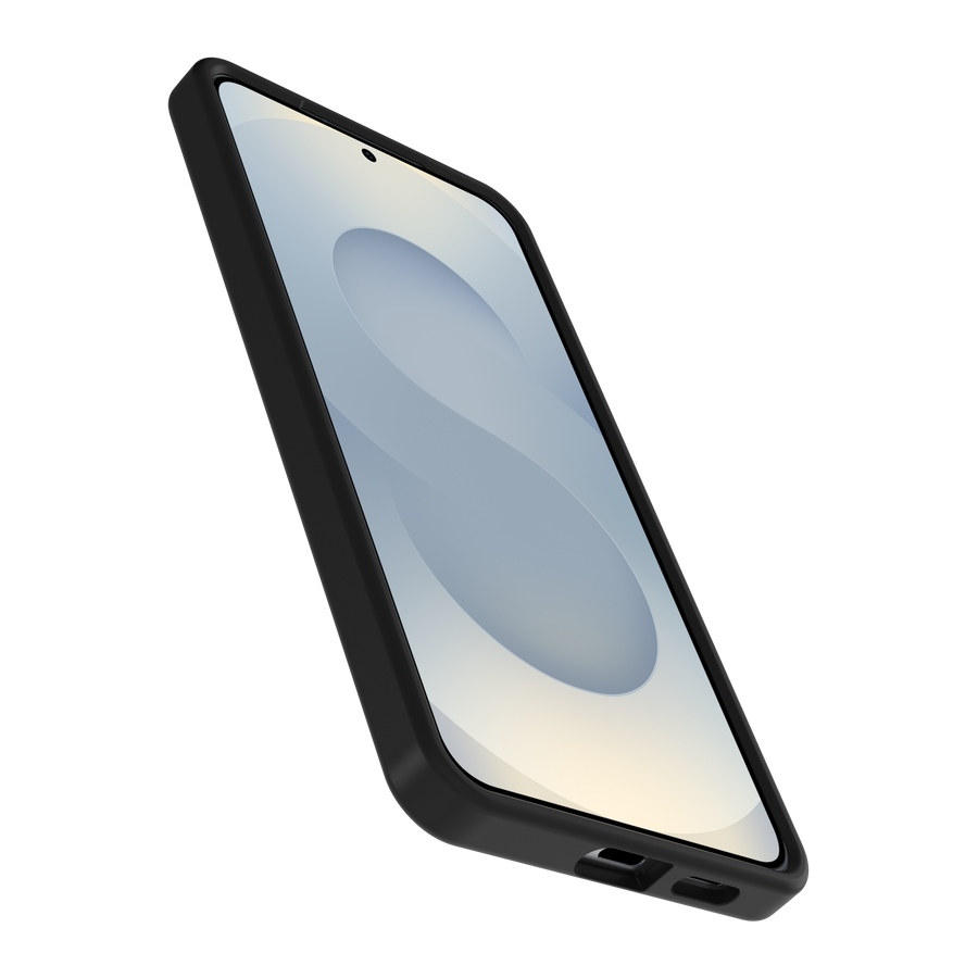 Uno smartphone nero con uno sfondo astratto sullo schermo.