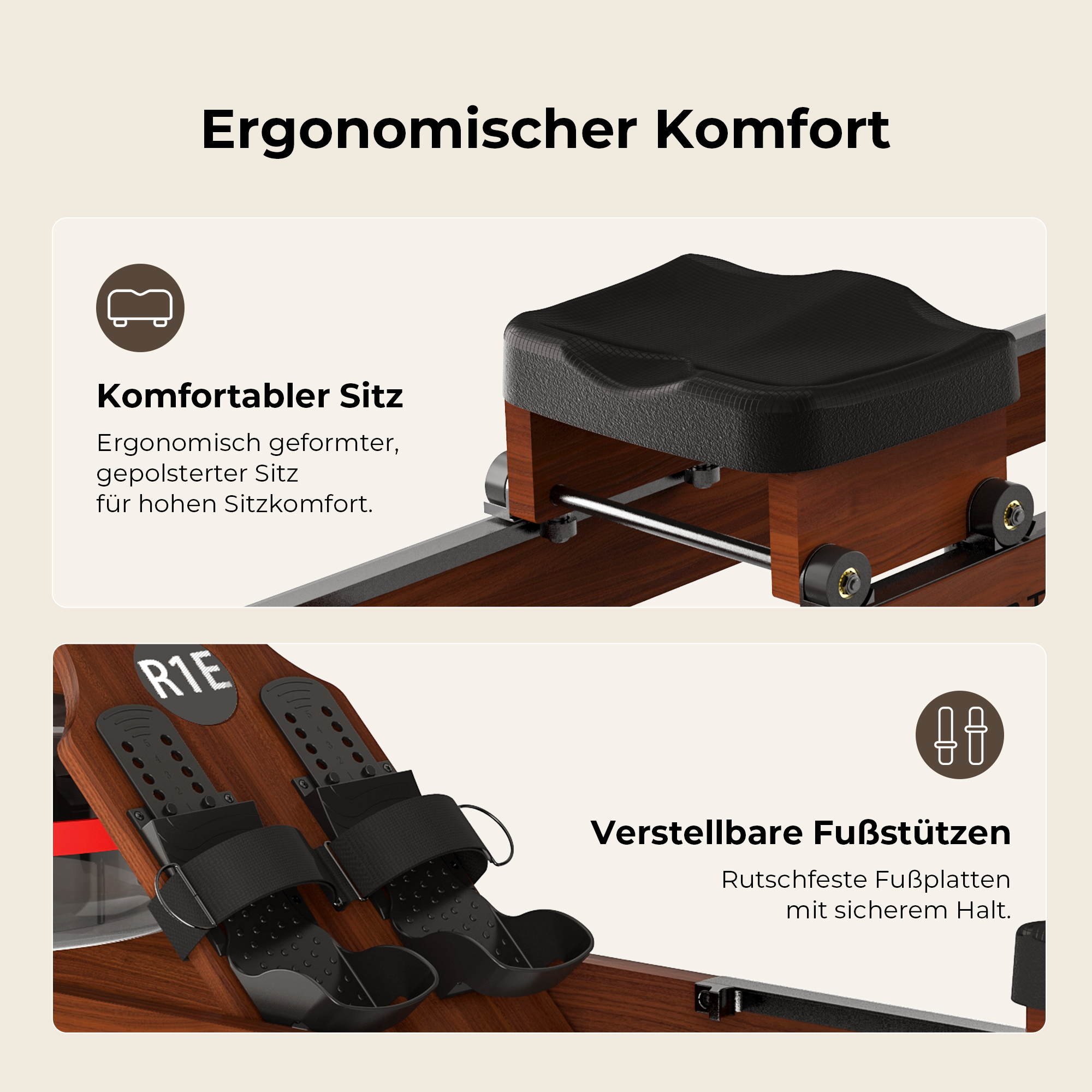 Comfort ergonomico: Sedile imbottito e poggiapiedi regolabili.