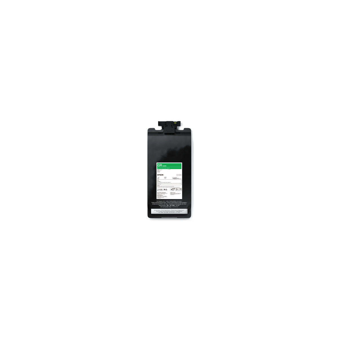 Cartuccia d'inchiostro nera con logo Epson ed etichetta GR 100PS.