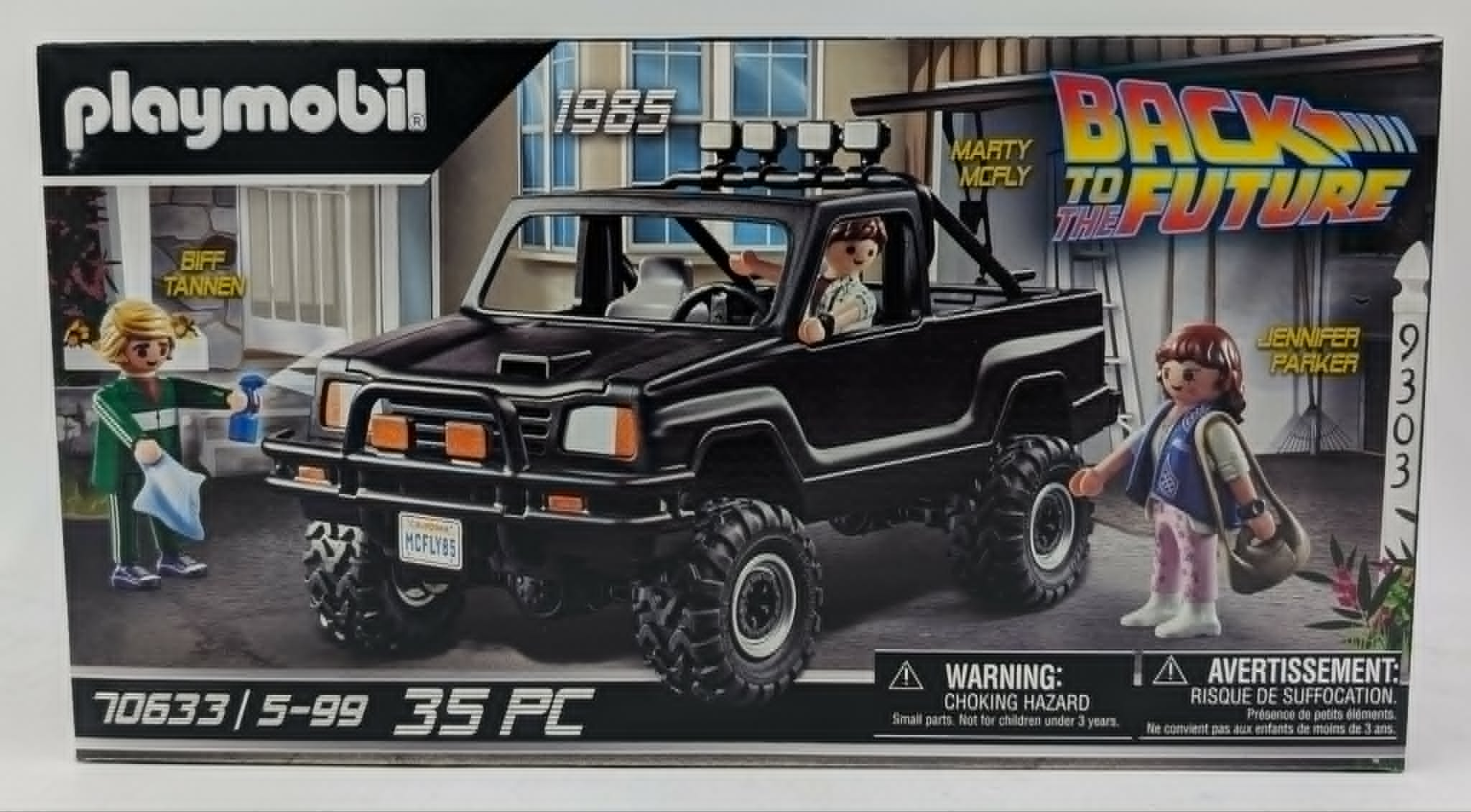 Set Playmobil: Veicolo fuoristrada nero con 3 figure, tema Ritorno al Futuro, 1985.