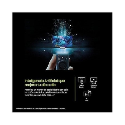 Una mano tiene un telecomando puntato verso uno schermo TV luminoso.