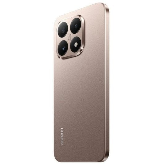 Back of a bronze smartphone with four cameras and Xiaomi logo.