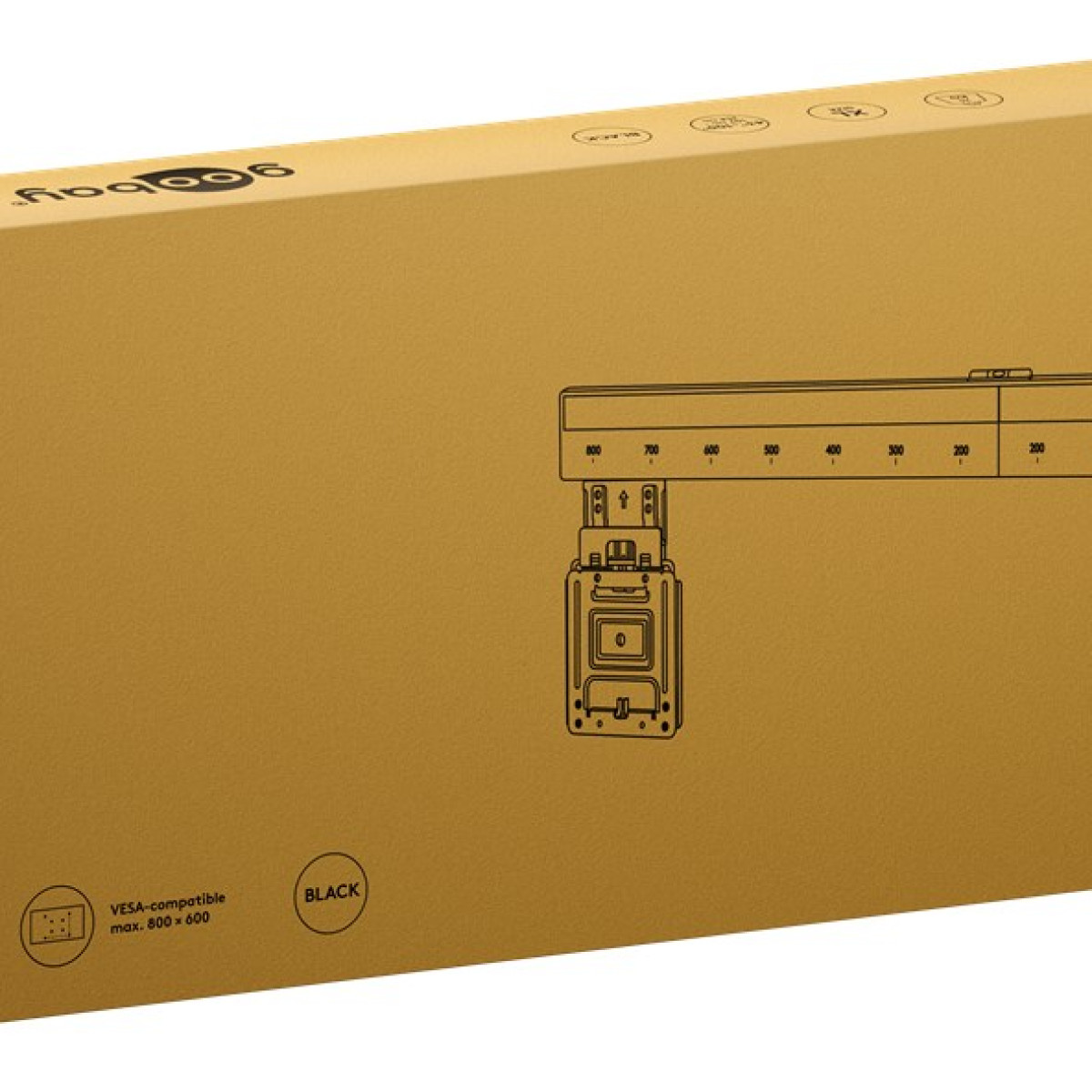 Scatola marrone con testo nero, compatibile VESA, max. 800x600.