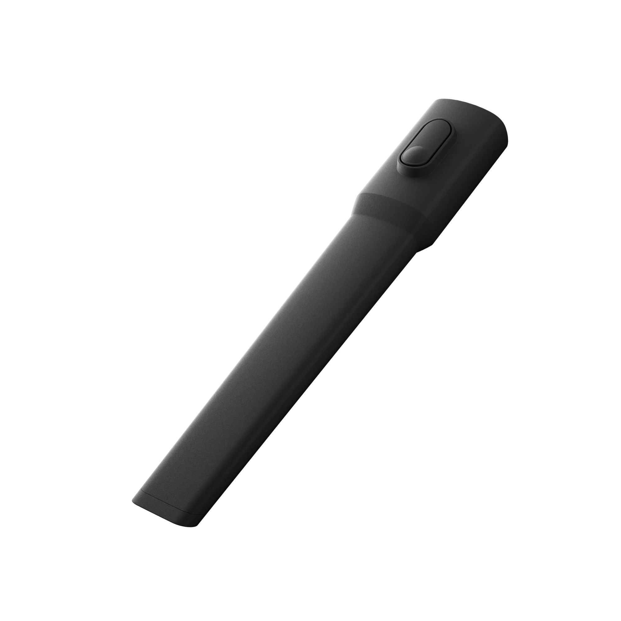 Un accessorio per aspirapolvere nero e stretto con un pulsante.