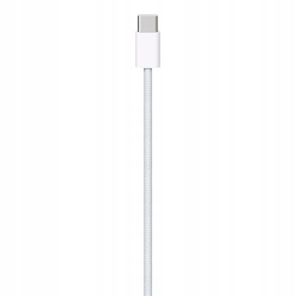Een witte USB-C kabel met zilveren connector.