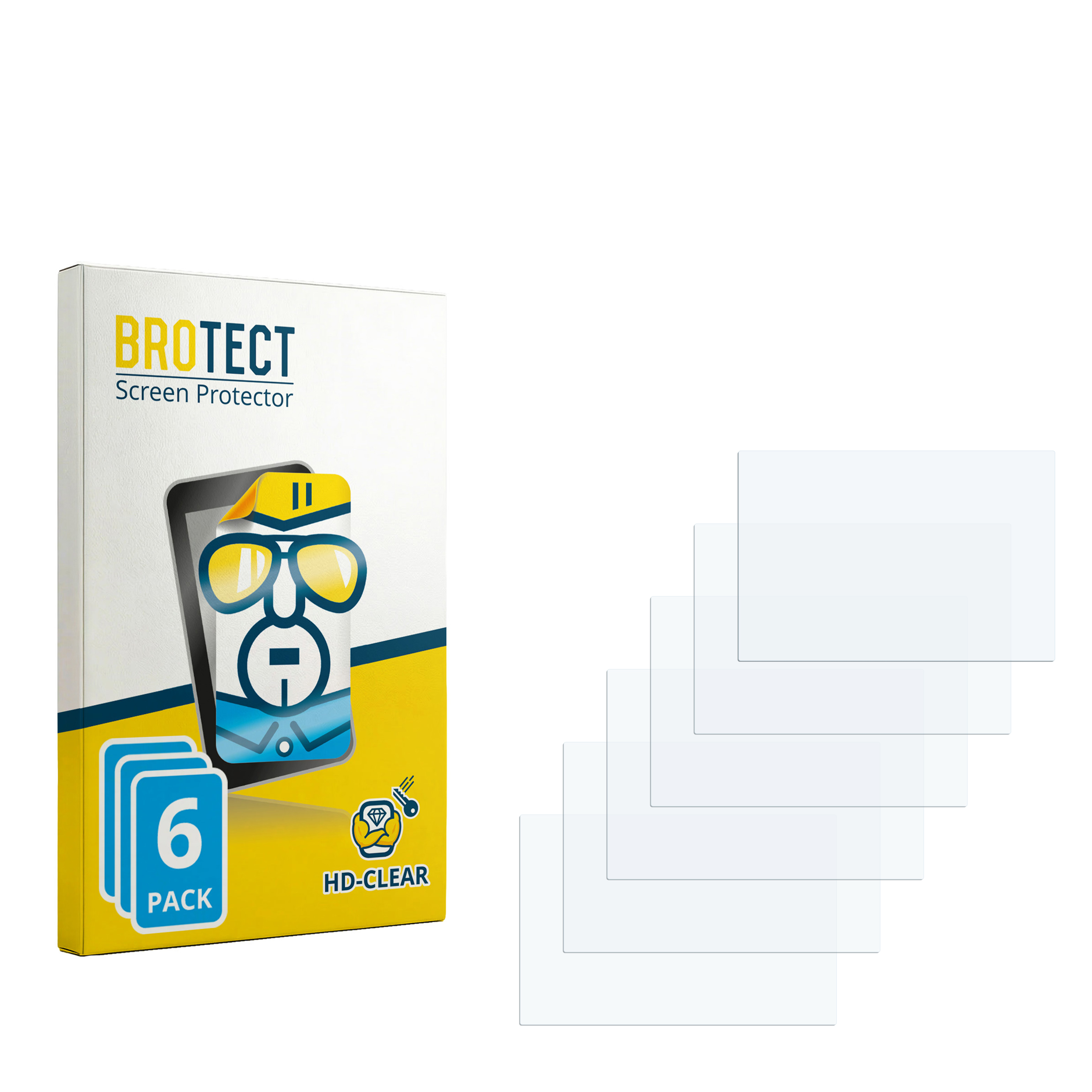 BROTECT Displayschutzfolien-Box mit 6er Pack und klaren Schutzfolien