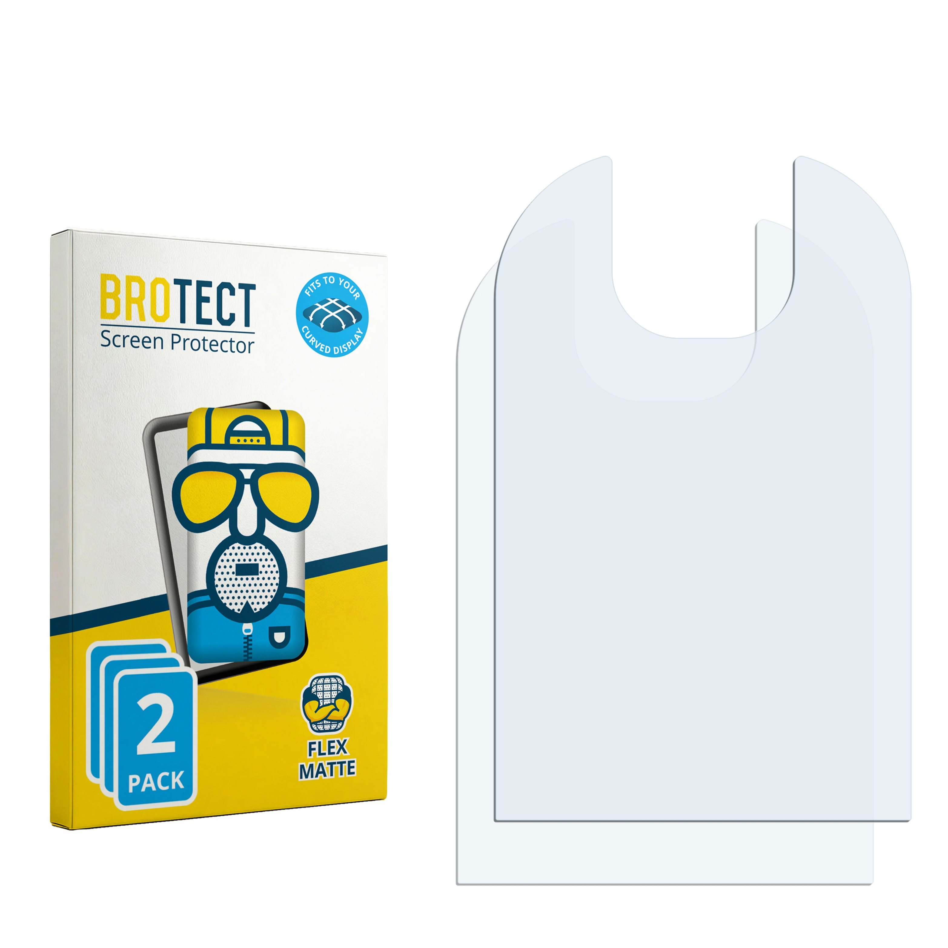 Verpackung für Displayschutzfolien und zwei matte Displayschutzfolien.