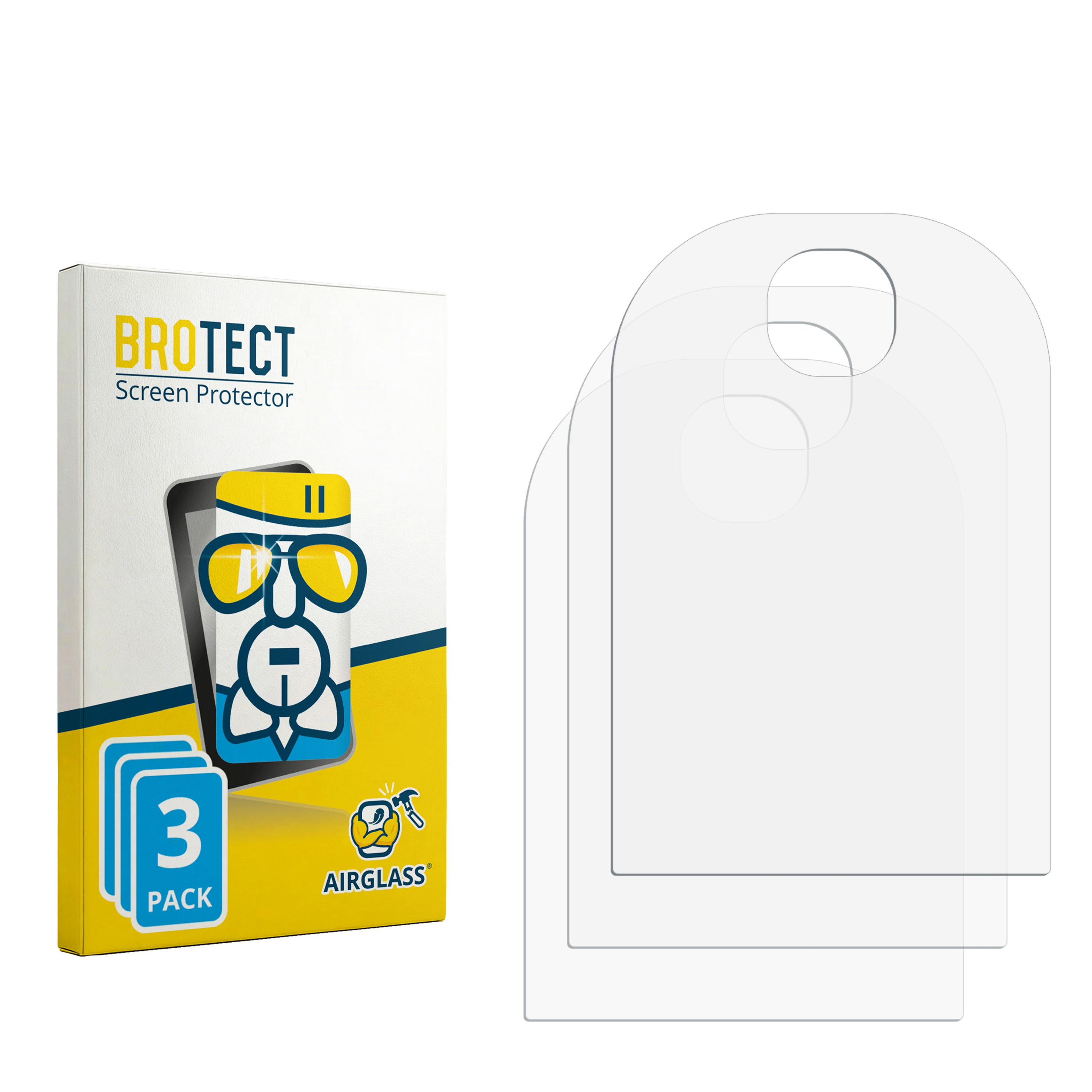 Verpackung für BROTECT Displayschutzfolie mit drei transparenten Folien.