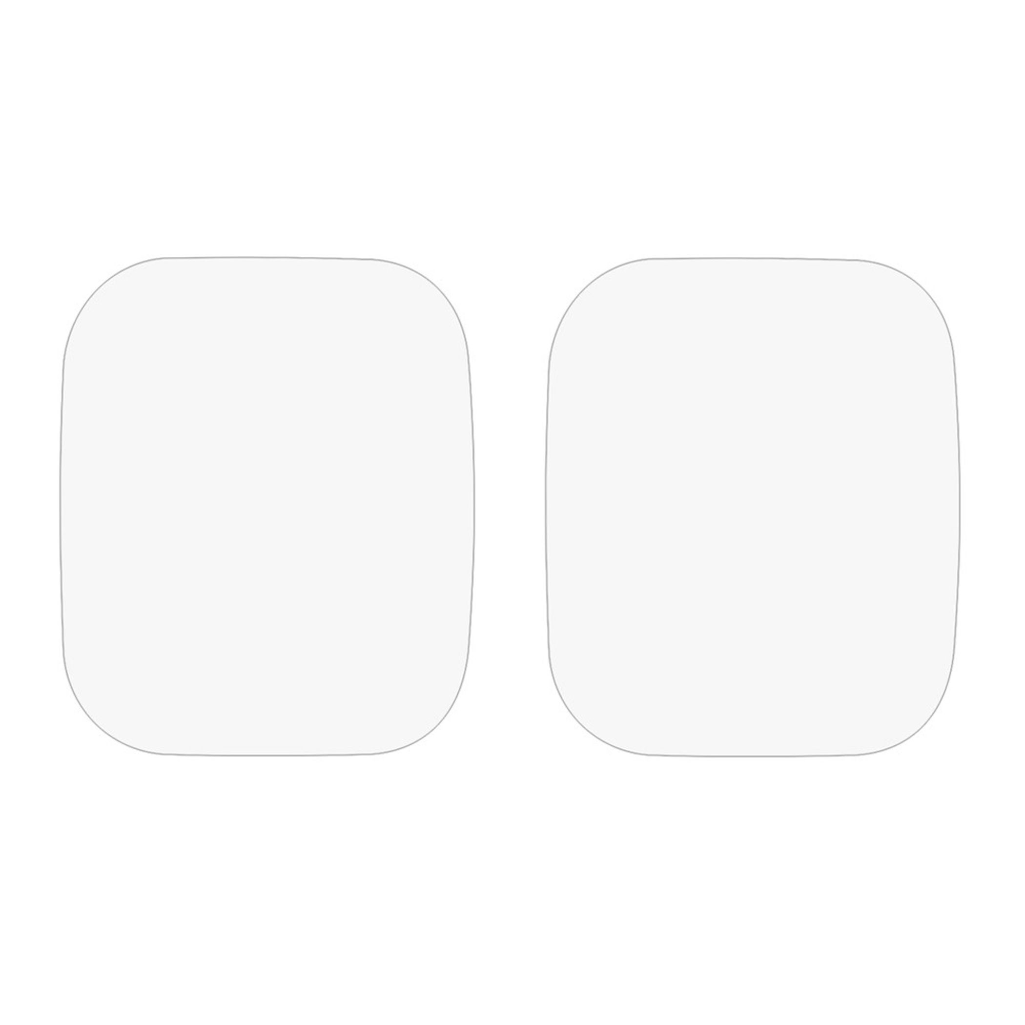 Zwei weiße, abgerundete Quadrate nebeneinander auf weißem Hintergrund.